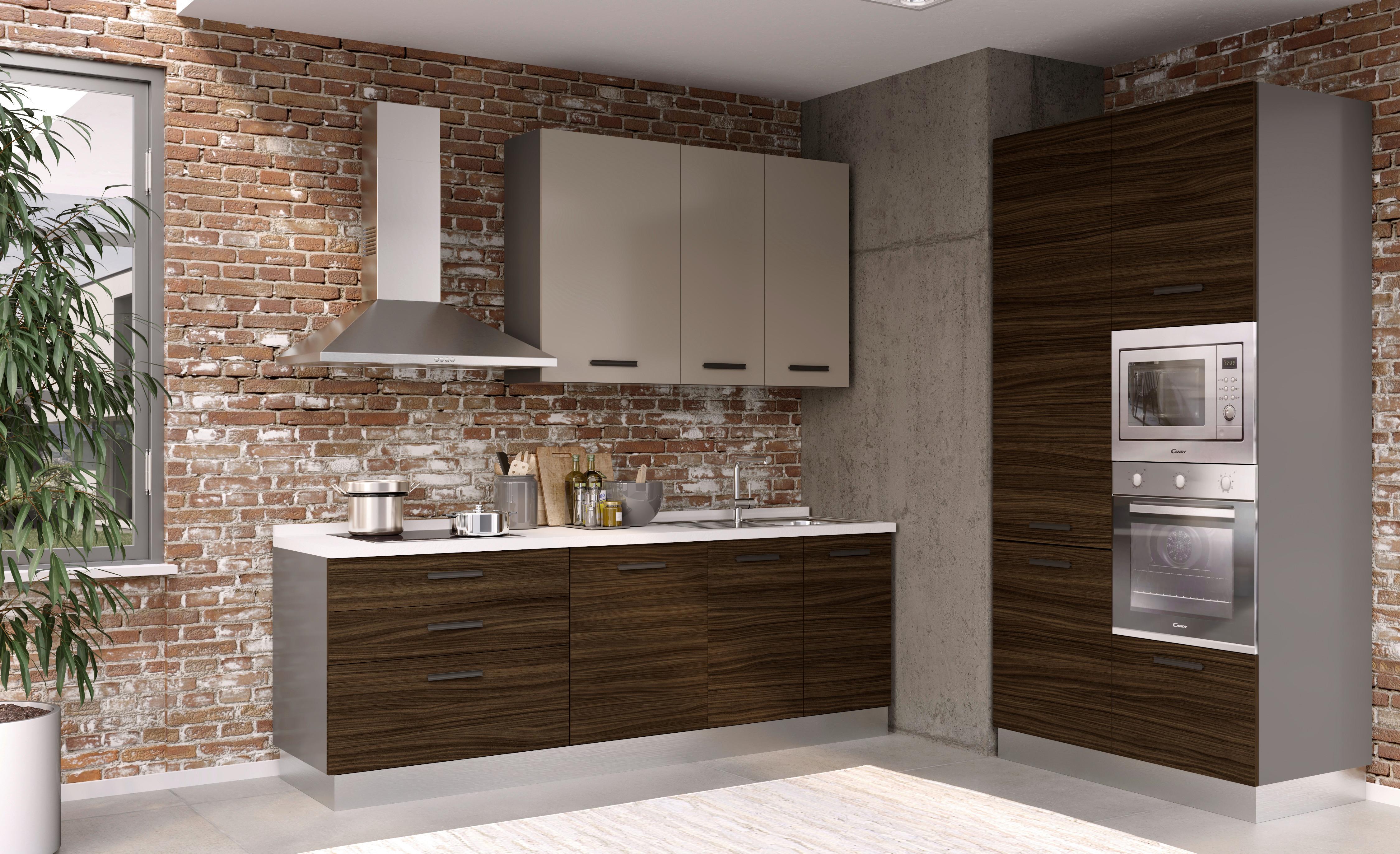 Kuhinjski Blok Z Aparati Noce Tonale, 360 Cm - črna/barve oreha, Moderno, kovina/leseni material (360/240/60cm) - Mömax