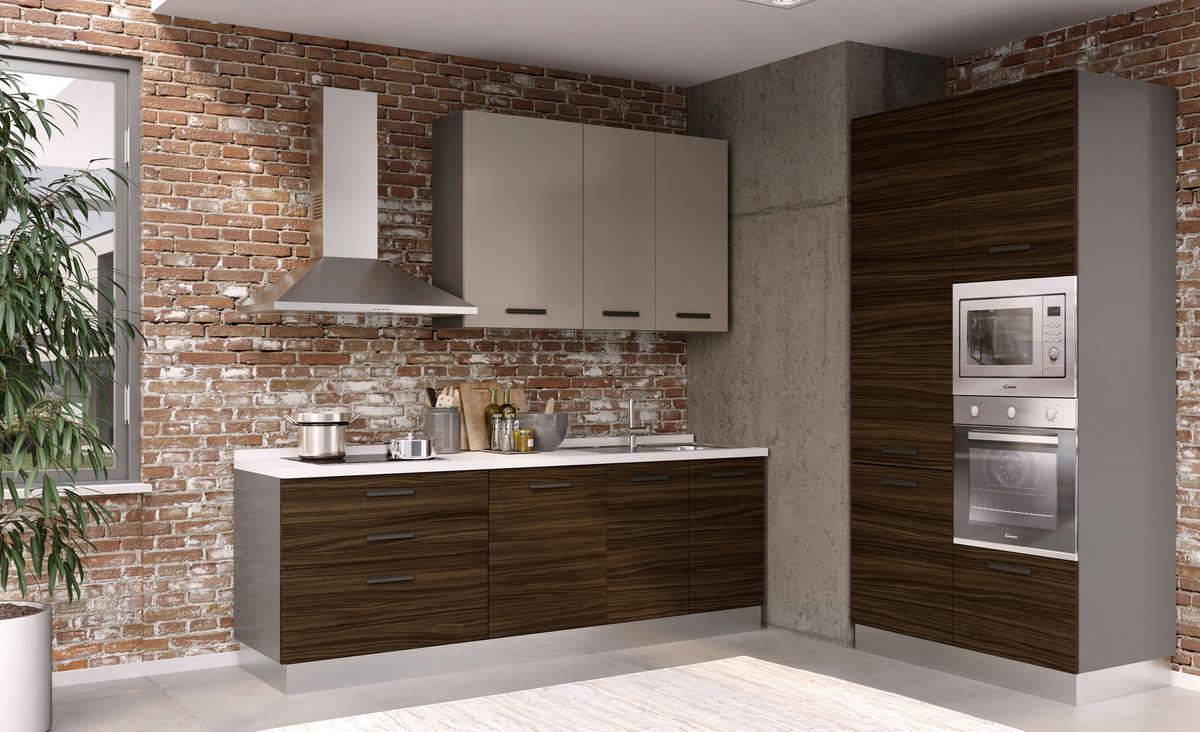 Kuhinjski Blok Z Aparati Noce Tonale, 360 Cm - črna/barve oreha, Moderno, kovina/leseni material (360/240/60cm) - Mömax