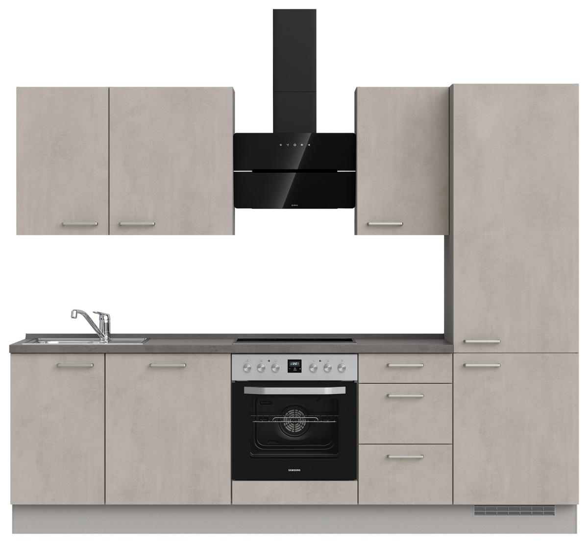 Küchenblock Riva High m. Geräten Grau - Schieferfarben/Edelstahlfarben, MODERN, Holzwerkstoff/Metall (270cm) - Nobilia