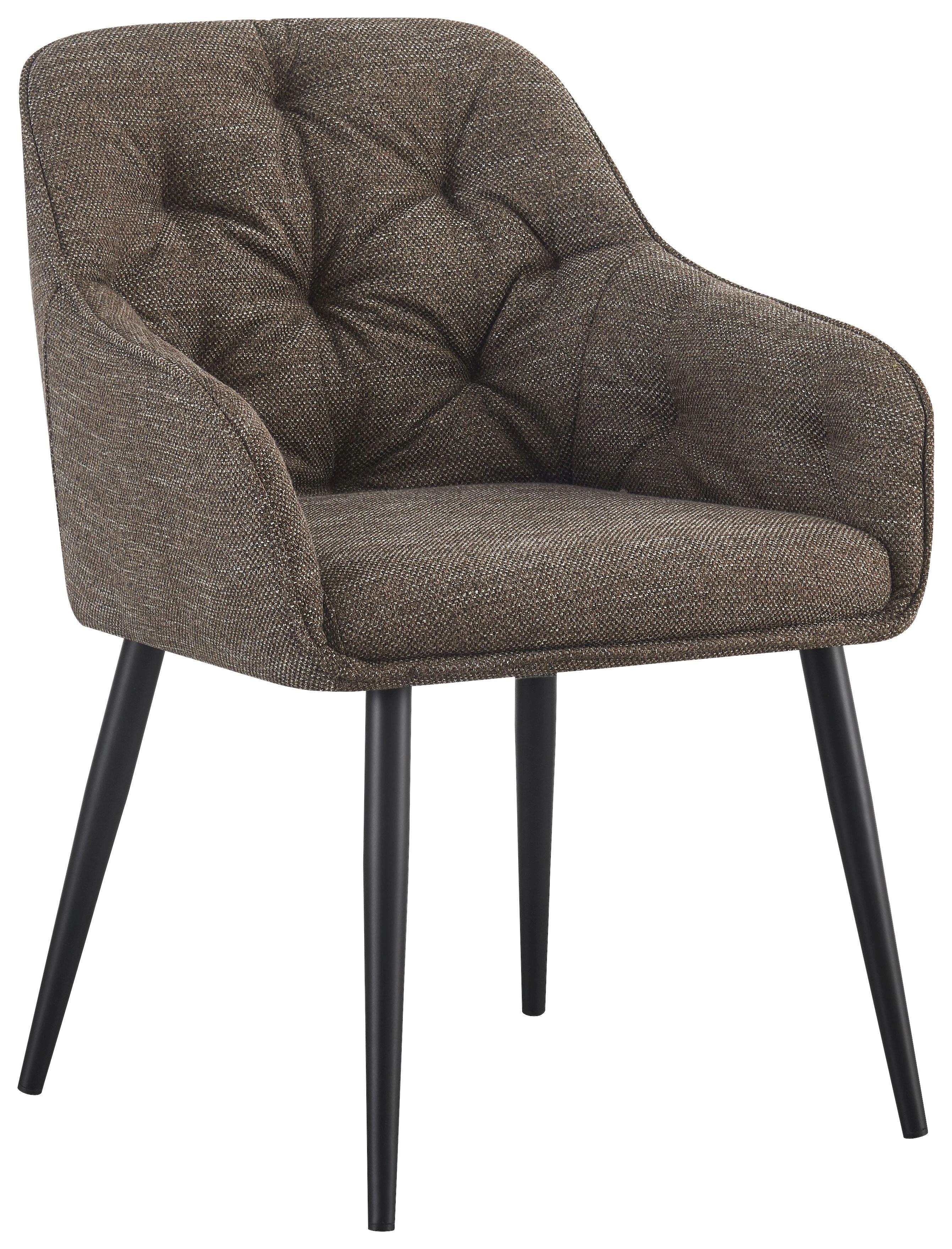 KRZESŁO Z PODŁOKIETNIKAMI KIMMY -EXKLUSIV- - czarny/brązowy, Design, metal/tkanina (56/82/61,5cm) - Novel