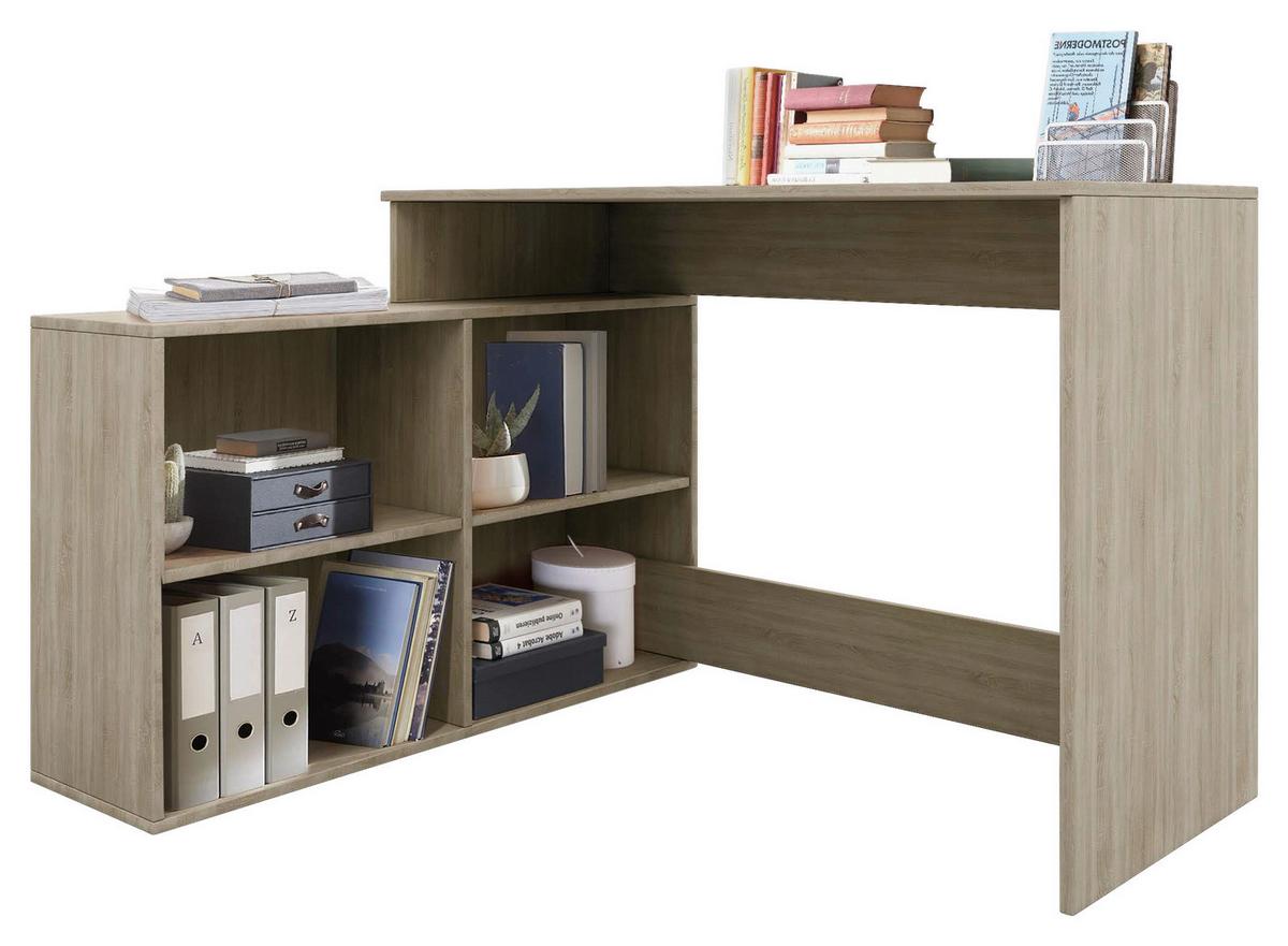 Íróasztal-polc Kombináció Corner - Sonoma tölgy, Modern, faalapú anyag (120-100/77/50-29cm)