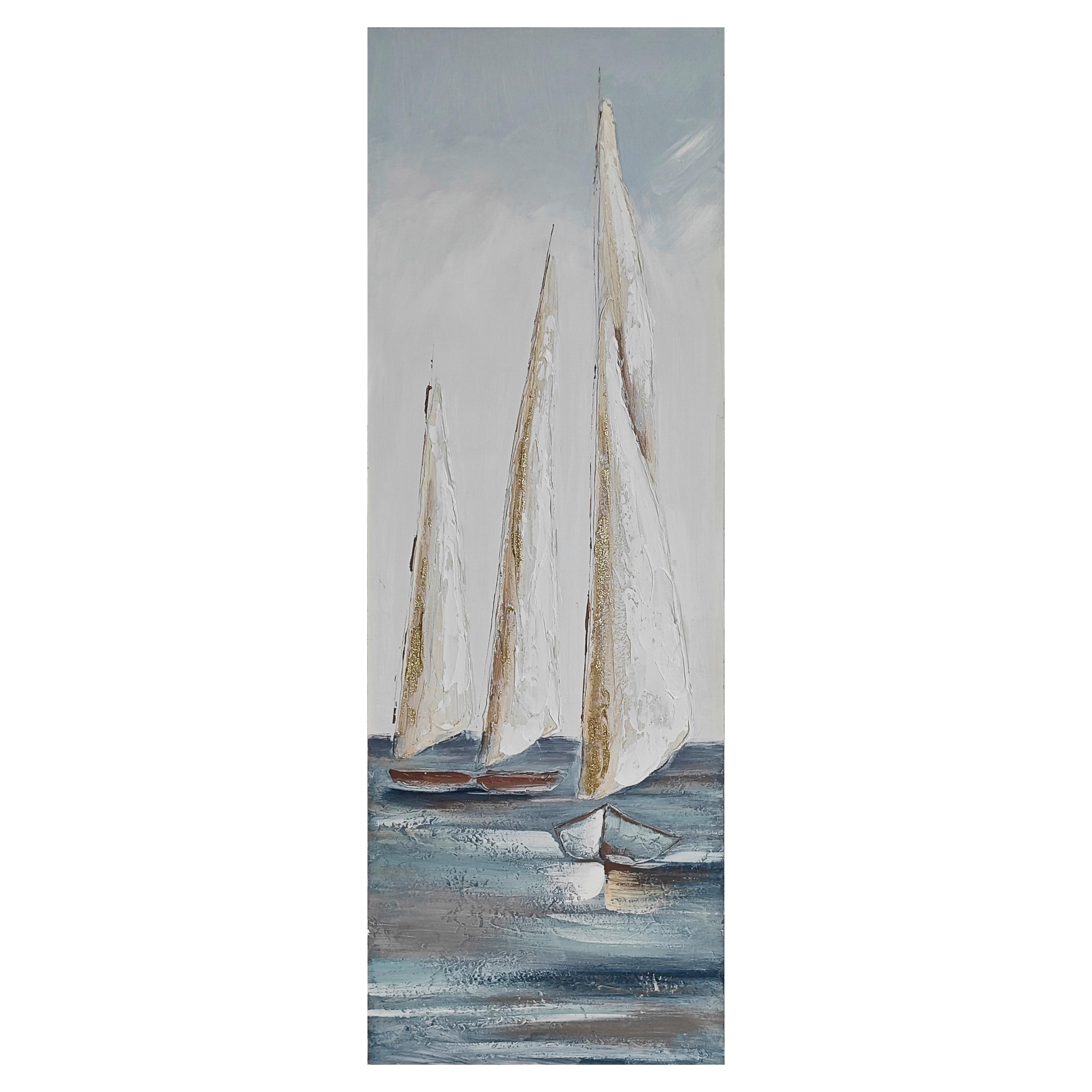 Tablou Limber cca. 50x150 cm - albastru/alb, Modern, lemn/textil (50/150/3cm) - Mömax