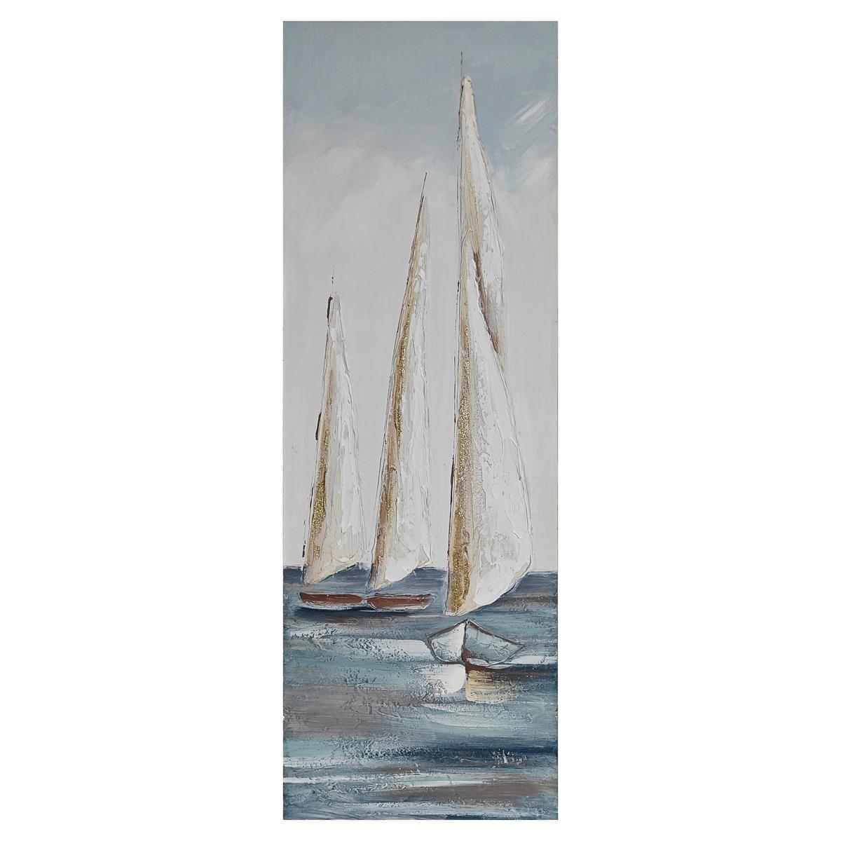 Tablou Limber cca. 50x150 cm - albastru/alb, Modern, lemn/textil (50/150/3cm) - Mömax