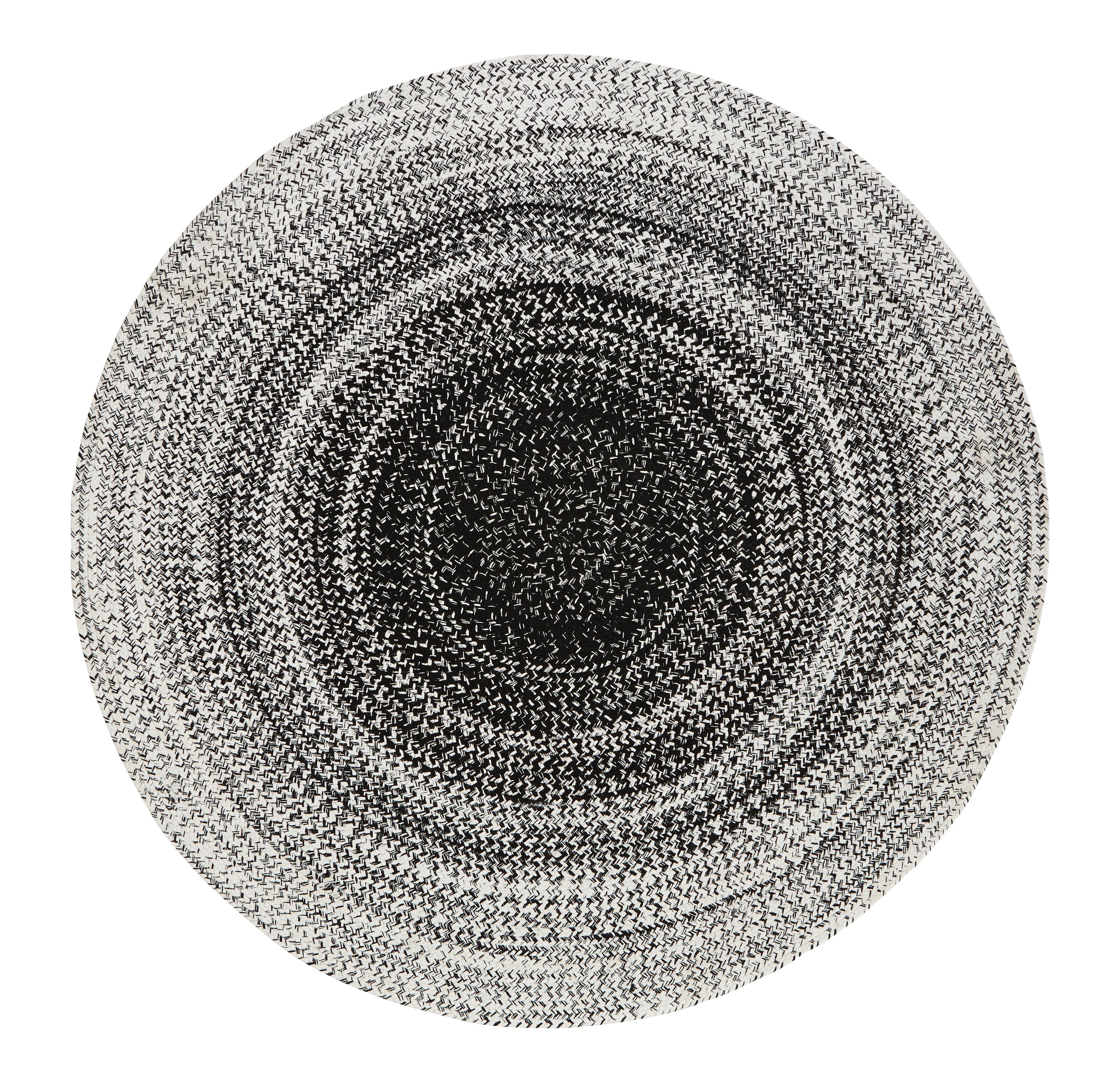 Flachwebeteppich Marie in Schwarz/Weiss Ø ca. 160cm - Weiss/Schwarz, Textil (160cm) - Modern Living