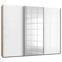 Schwebetürenschrank Level D36 ca. 300 cm Weiß/Eiche Dekor - Chromfarben/Weiß Hochglanz, MODERN, Holzwerkstoff/Metall (300/236/65cm) - MID.YOU