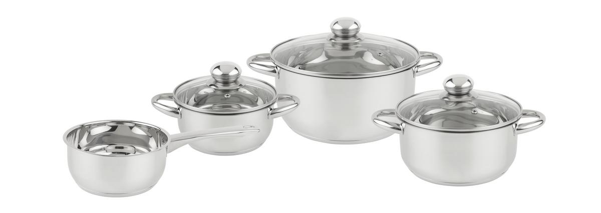 ZESTAW GARNKÓW BASIC COOKING - kolor stalowy/przejrzysty, Basics, metal/szkło - Boxxx