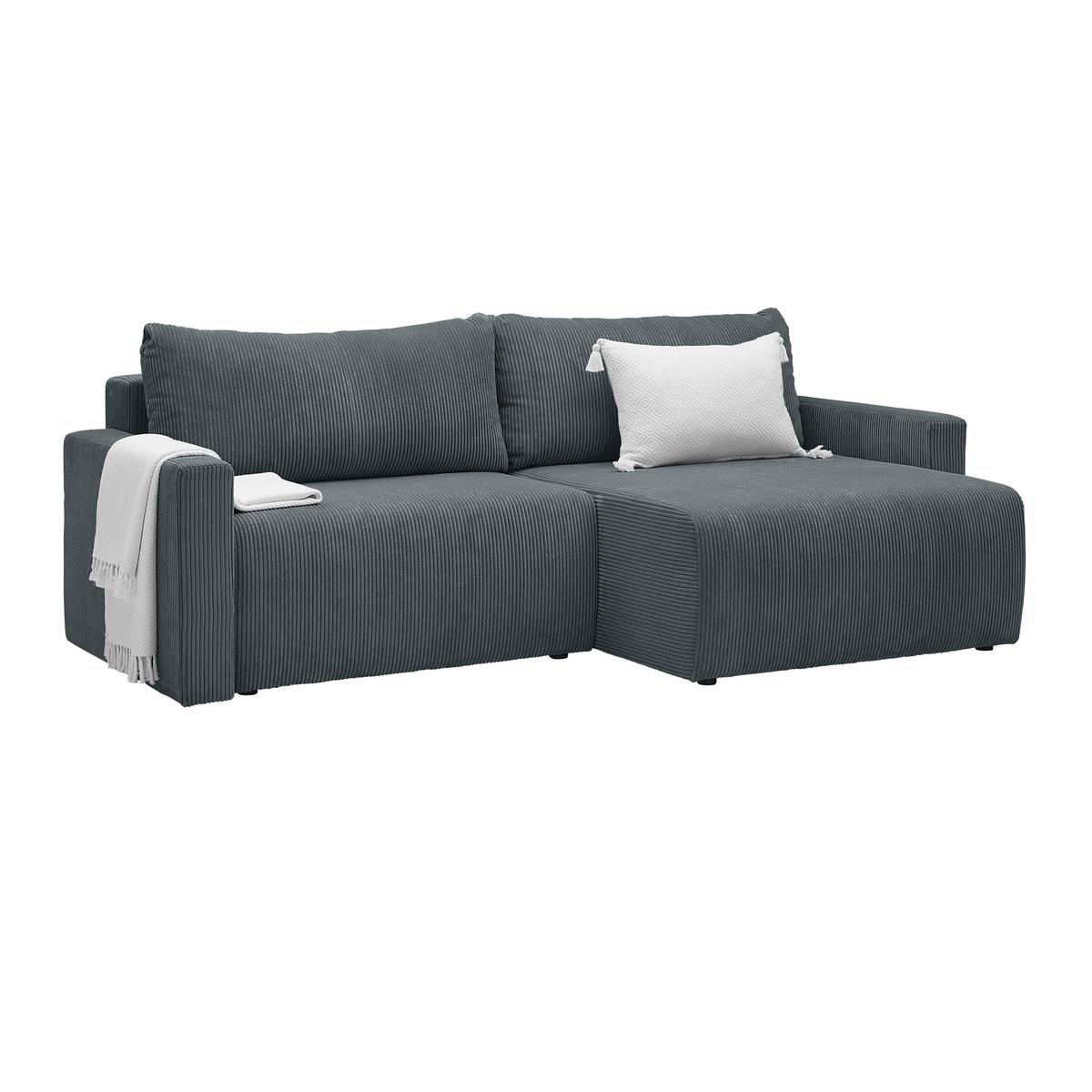 Ecksofa Dios Dunkelgrau - Dunkelgrau/Schwarz, MODERN, Holz/Kunststoff (228/91/146cm) - Based