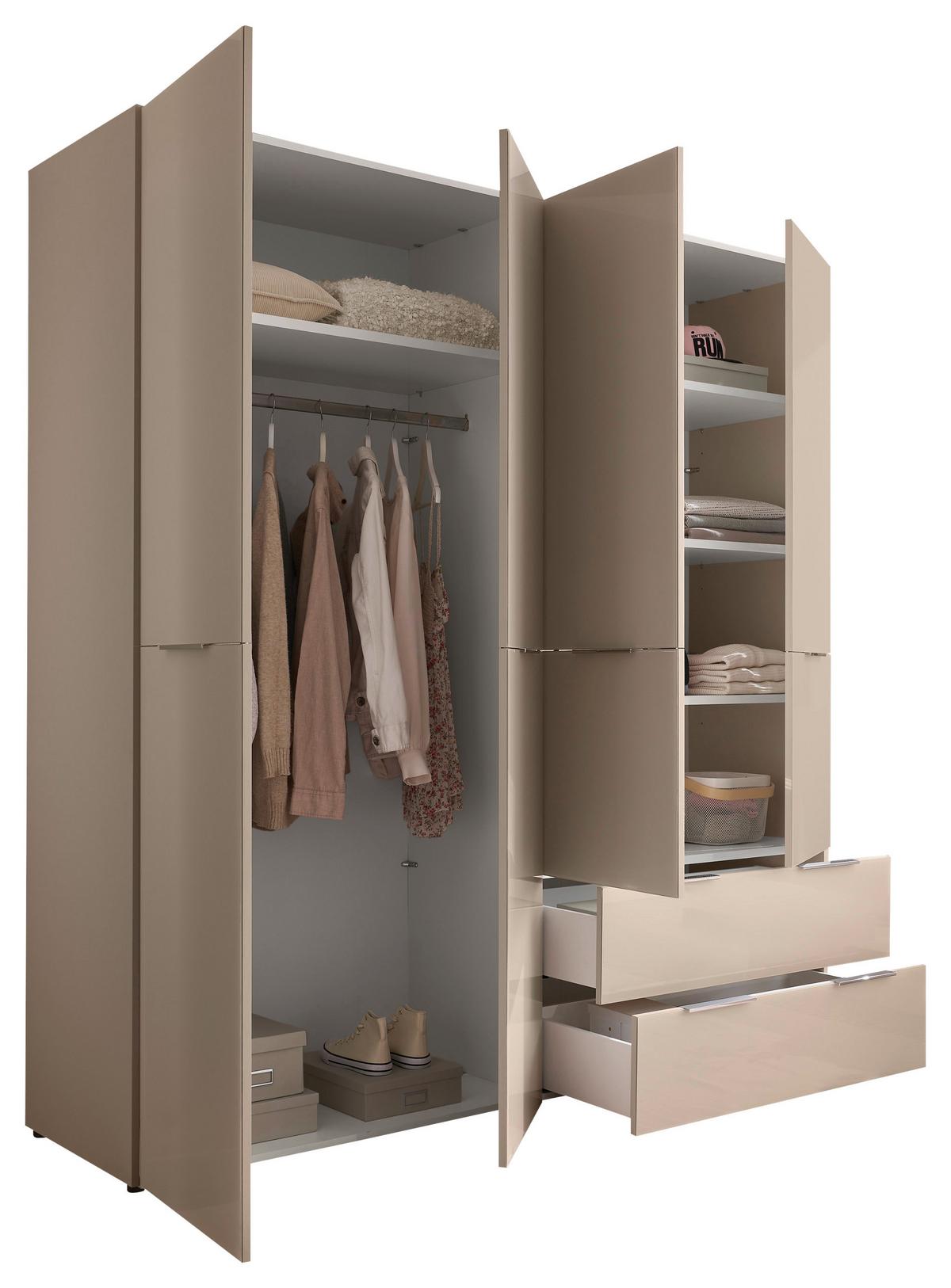 Drehtürenschrank Siena Kaschmirfarben - Kaschmir/Chromfarben, KONVENTIONELL, Glas/Holzwerkstoff (200/212/57cm) - Premium Living
