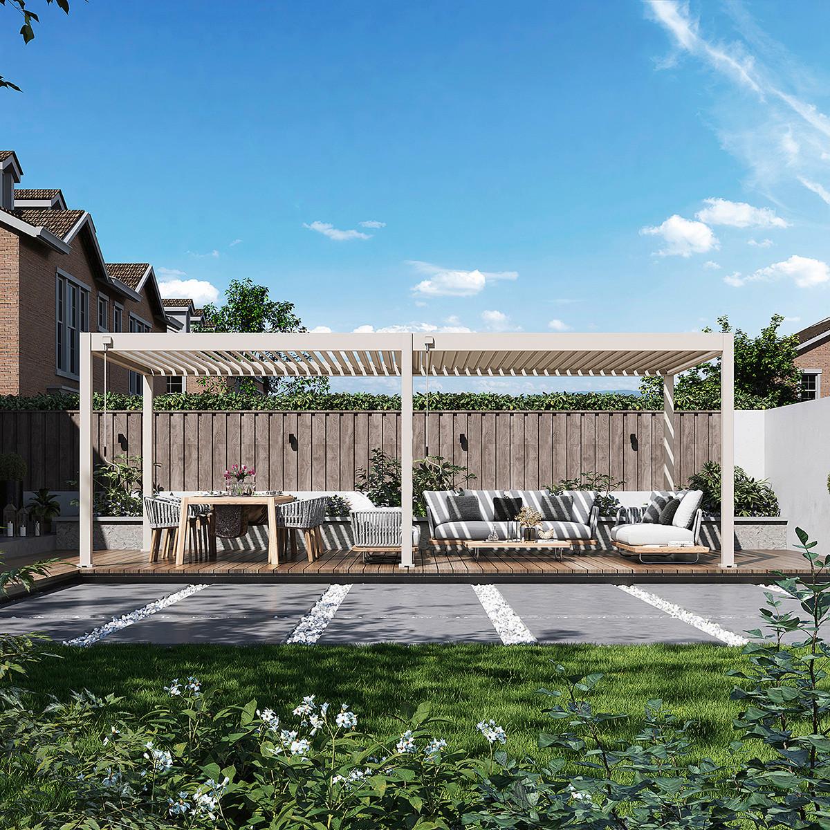 Pergola Superior, Biserna Barva, 3,6x7,2m - biserna, Basics, kovina (360/255/720cm) - Gardenson