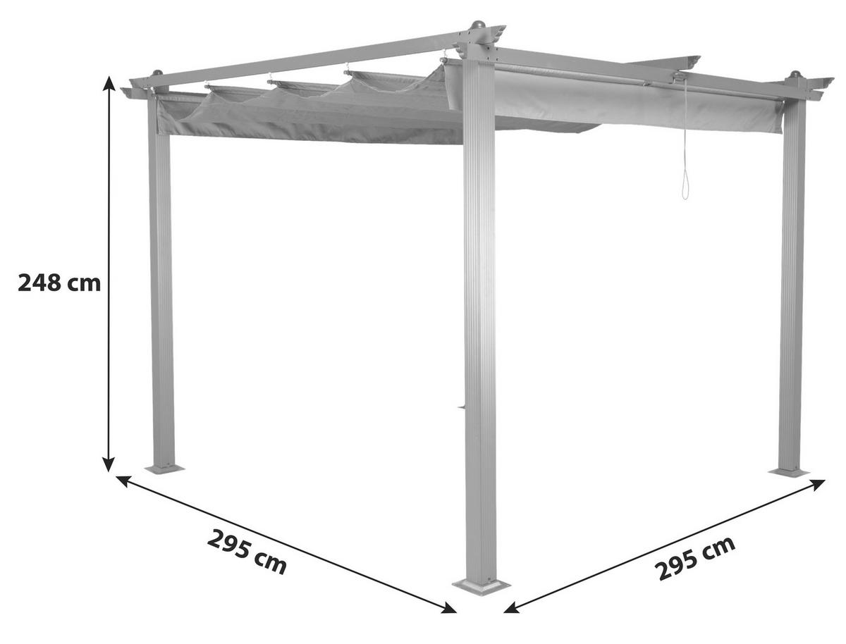 Pergola Lazio ca. 295x248x295 cm Dunkelgrau - Dunkelgrau, KONVENTIONELL, Textil (295/248/295cm) - Gardenson