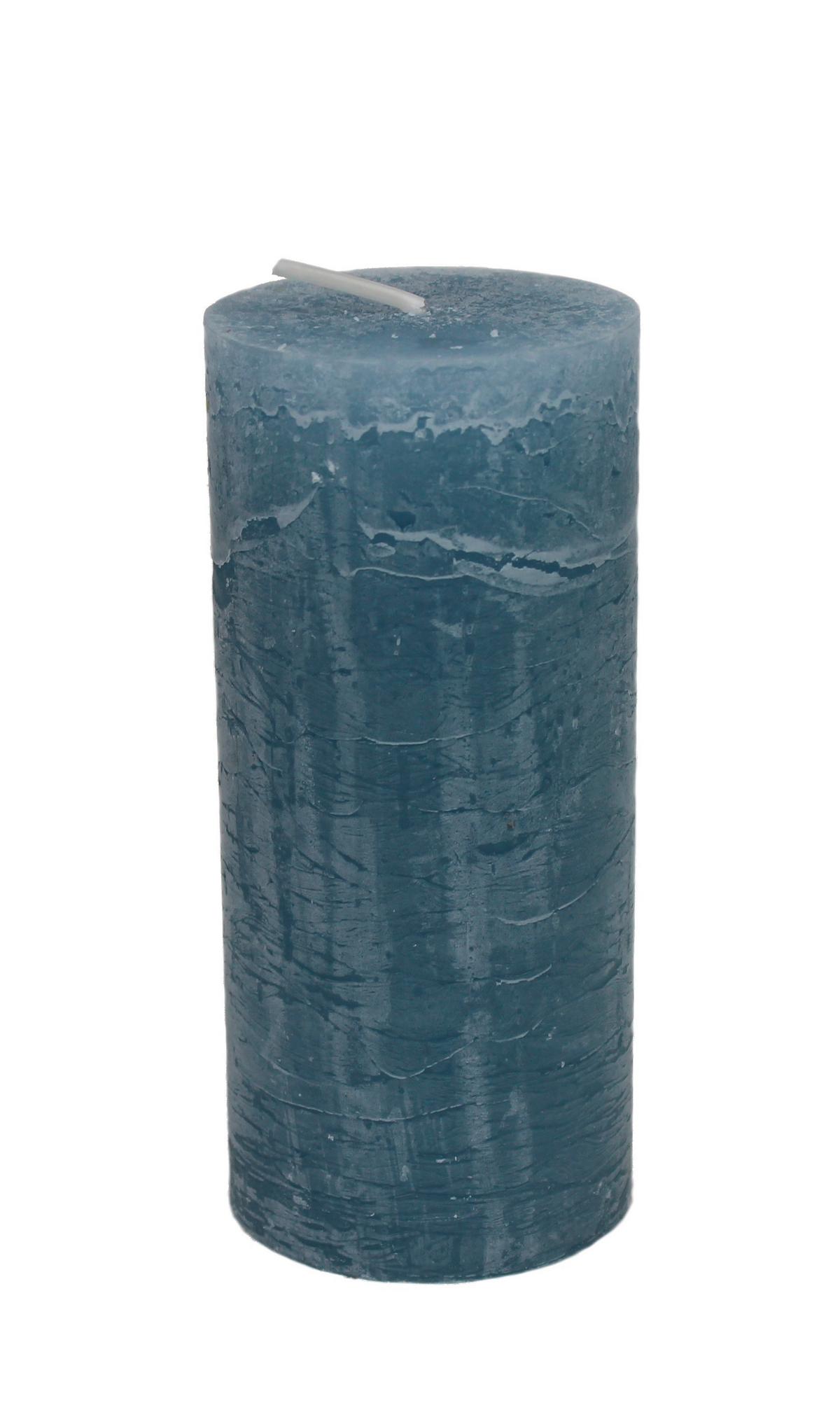 Stumpenkerze Lia Graublau - Graublau, Modern (6,8/15cm) - Premium Living
