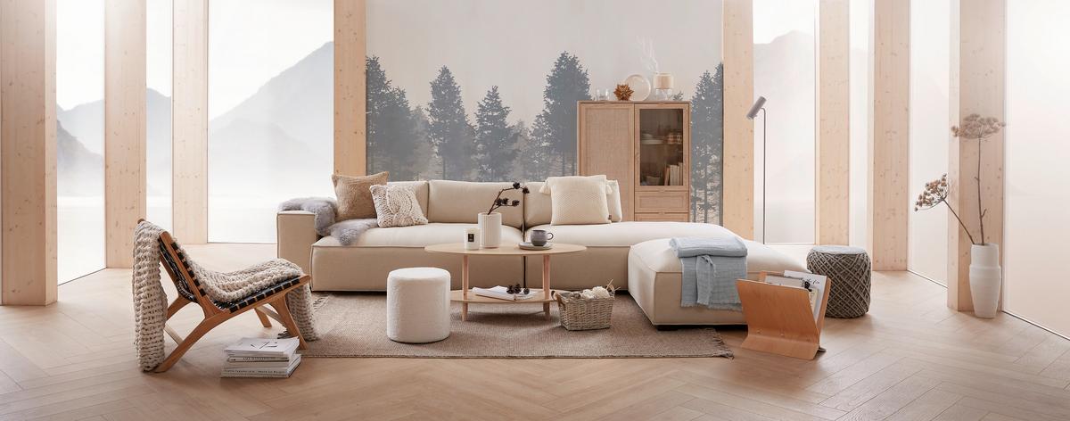 KOMODA WYSOKA BALI - kolor dębu sonoma, Natur, materiał drewnopochodny/tworzywo sztuczne (101,5/139/40cm) - MID.YOU