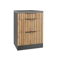 Schubkastenunterschrank Liverpool Eiche/Graphitfarben - Schieferfarben/Eiche Wotan, Basics, Holzwerkstoff/Metall (60/86/60cm) - Held