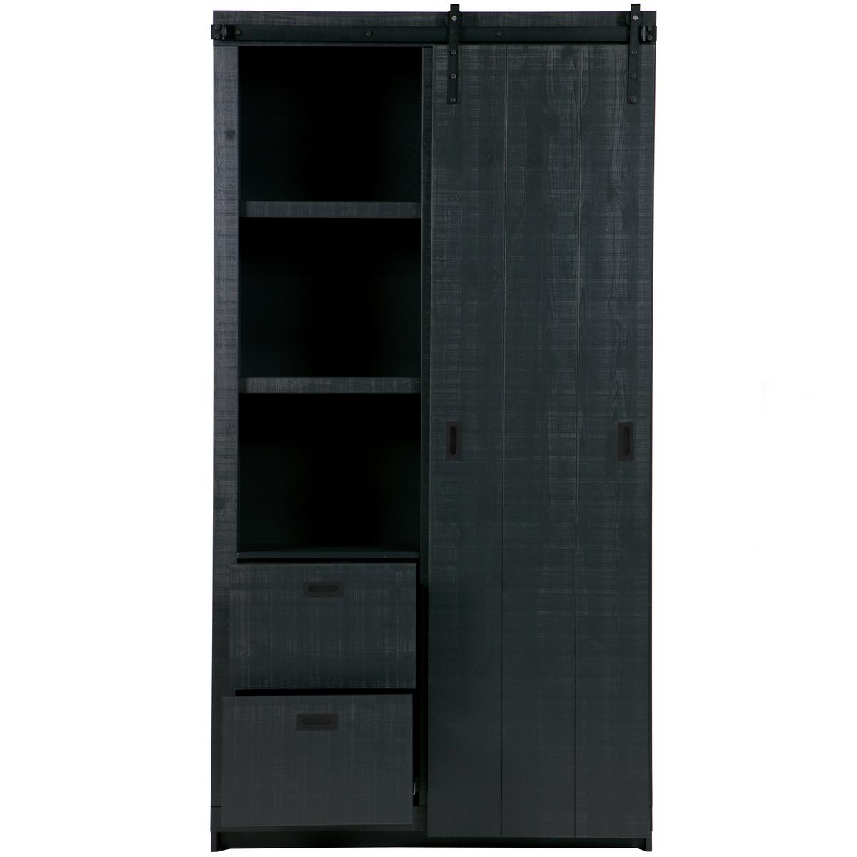 Mehrzweckschrank Slide Barn Schwarz - Schwarz, Design, Holz/Metall (122/230/37cm) - Livetastic