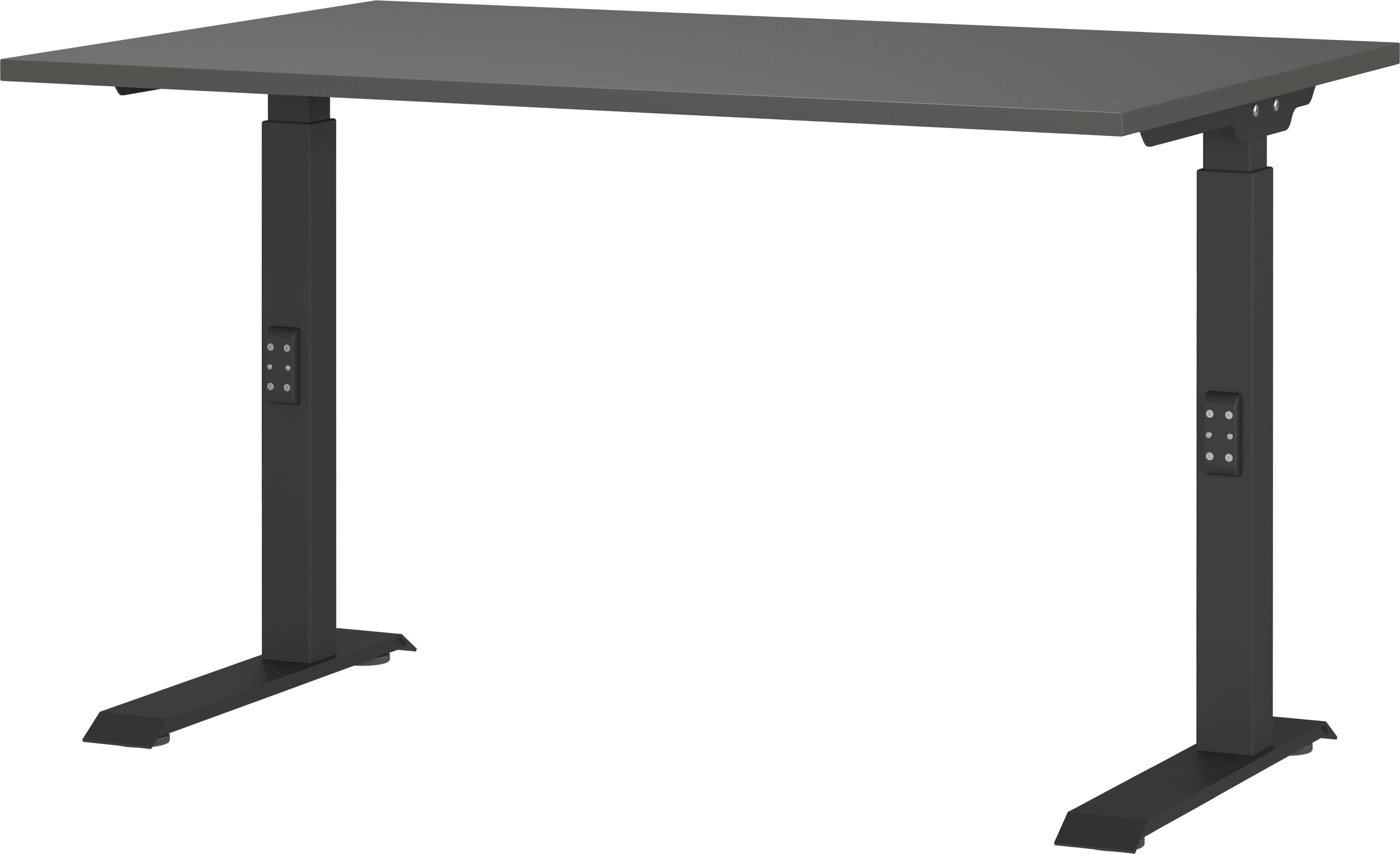 Schreibtisch Ribera in Graphitfarben/Schwarz - Graphitfarben/Schwarz, MODERN, Holzwerkstoff/Metall (120/80/68-91cm) - Premium Living