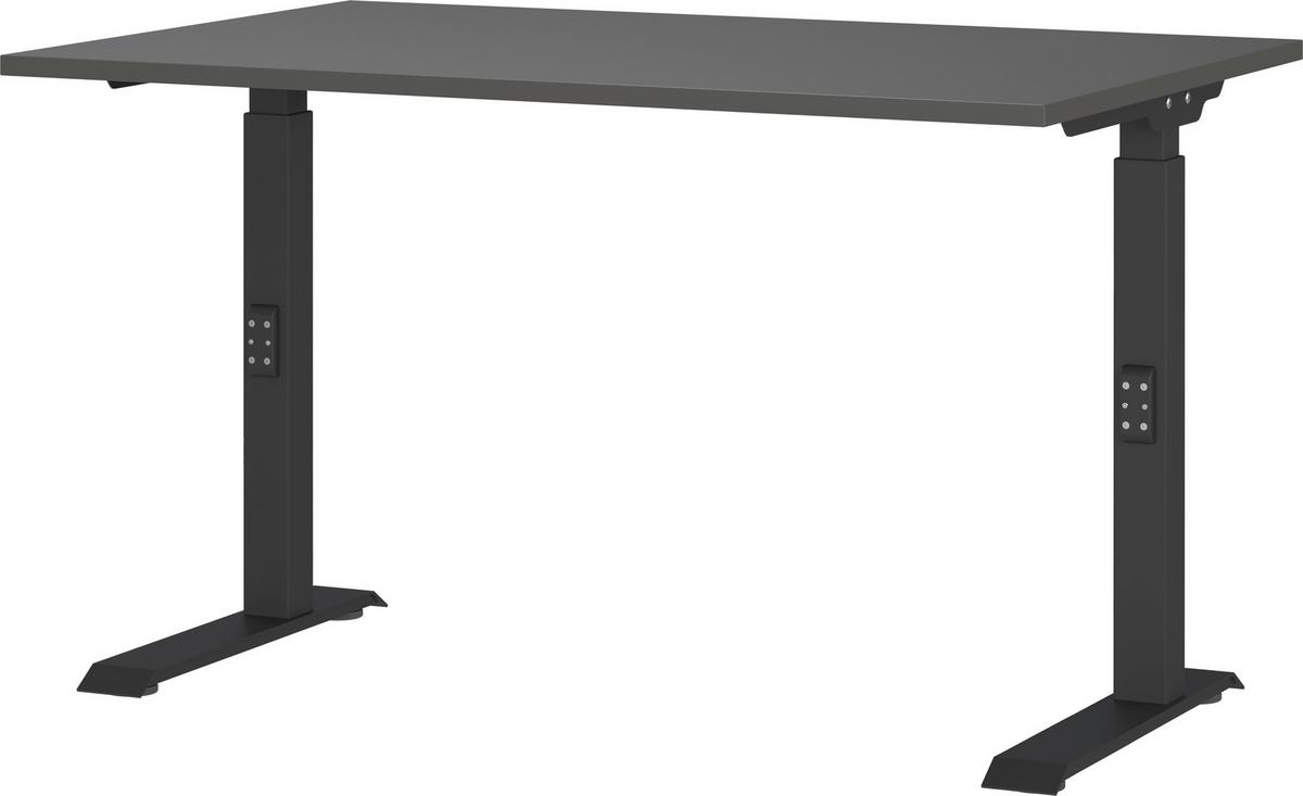 Schreibtisch Ribera in Graphitfarben/Schwarz - Graphitfarben/Schwarz, MODERN, Holzwerkstoff/Metall (120/80/68-91cm) - Premium Living