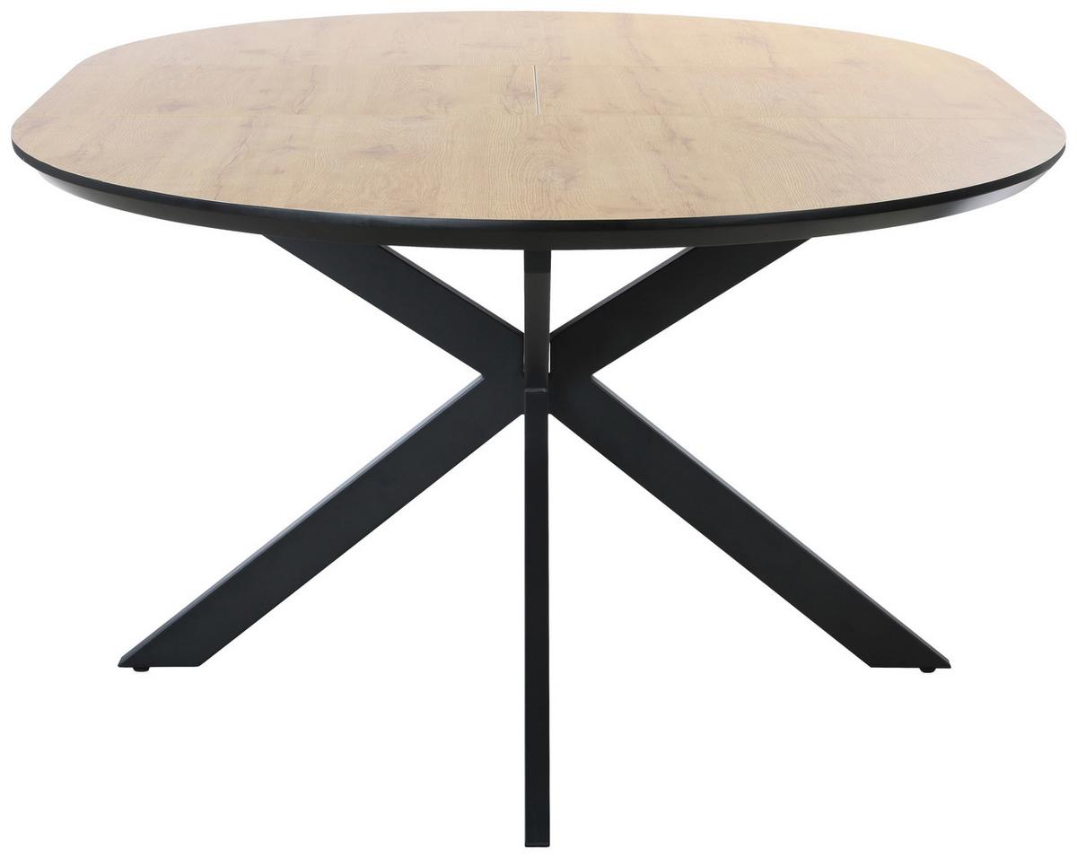 Masa ROTO - culoare lemn stejar/negru, Modern, metal/material pe bază de lemn (120+40/76/120cm) - Mömax