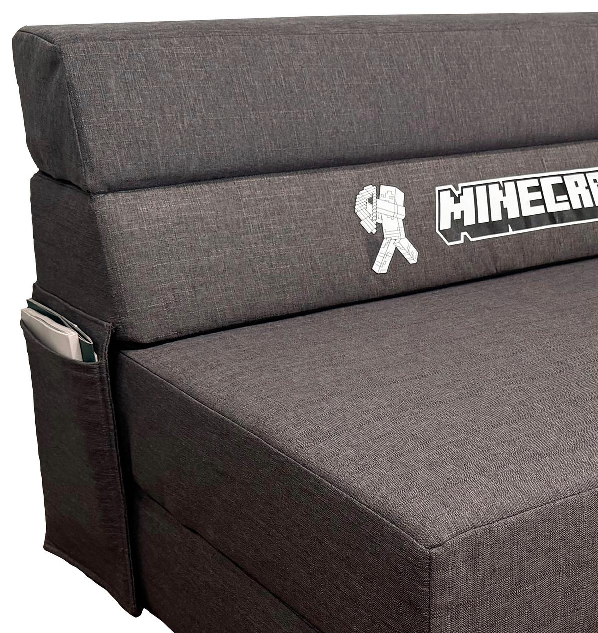 Schlafsofa Minecraft ca. 119x80x200 cm Grau - Grau, MODERN, Textil (119/80/80-200cm) - Minecraft