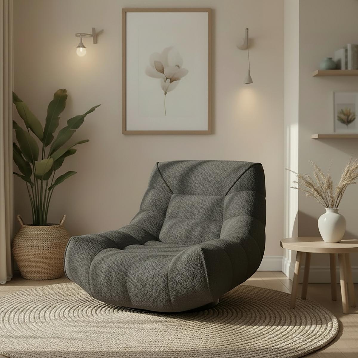 Sessel Lorena Bouclé Schwarz - Schwarz, MODERN, Textil/Metall (101/83/95cm) - Bessagi Home