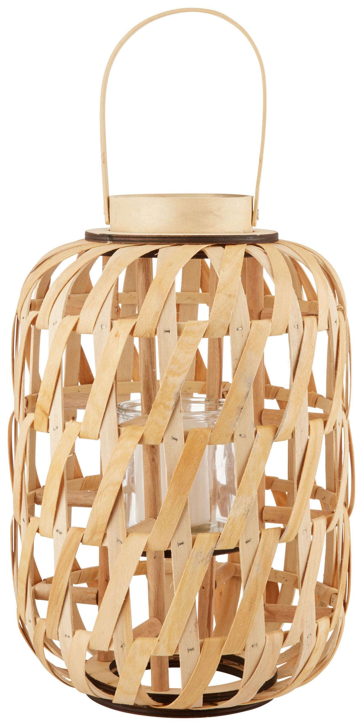 Lámpás Dicion - natúr színű, Natur, faalapú anyag/Üveg (26/38cm) - Zandiara