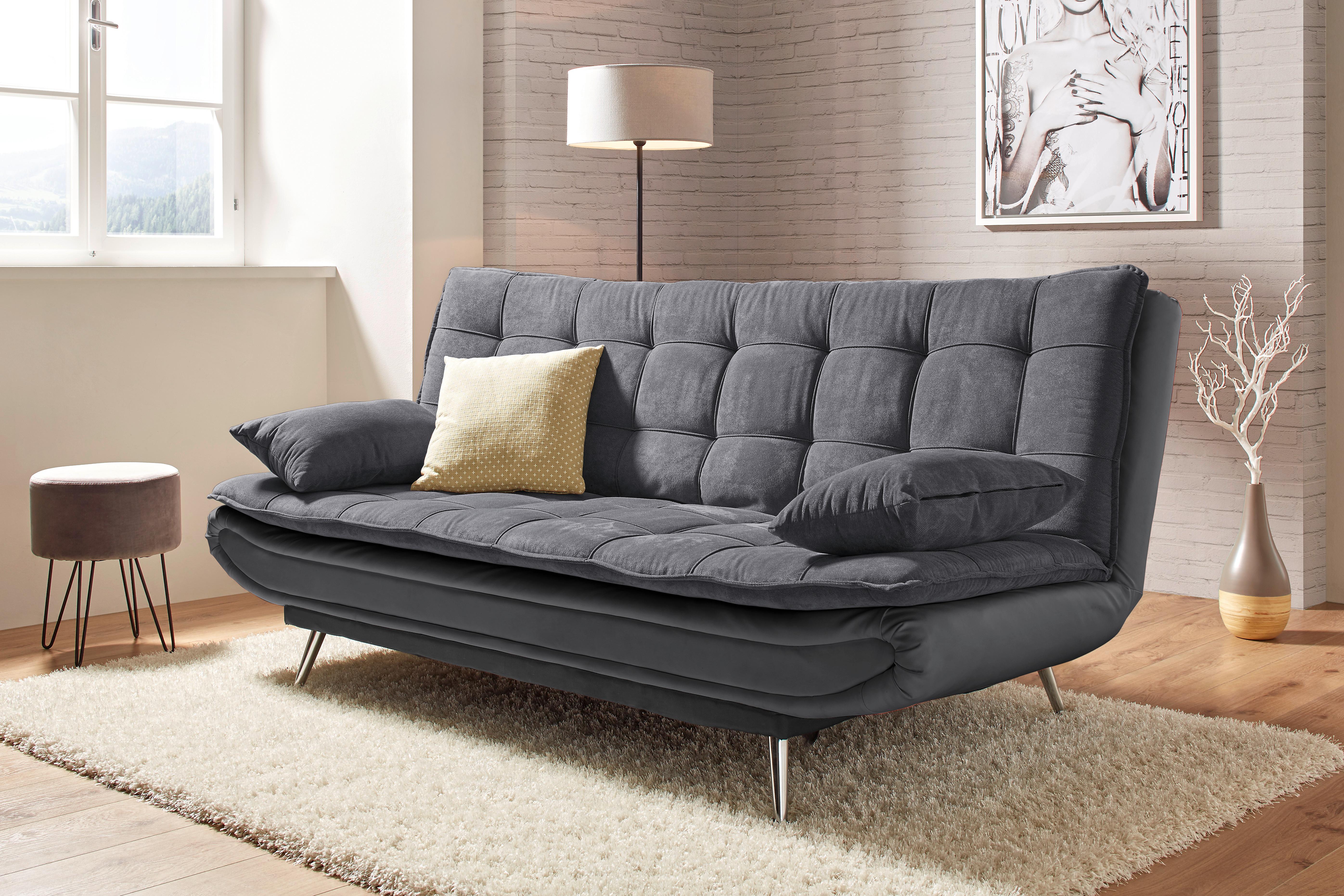 Schlafsofa in Grau - Silberfarben/Grau, MODERN, Holz/Textil (196/92/98cm) - Mömax