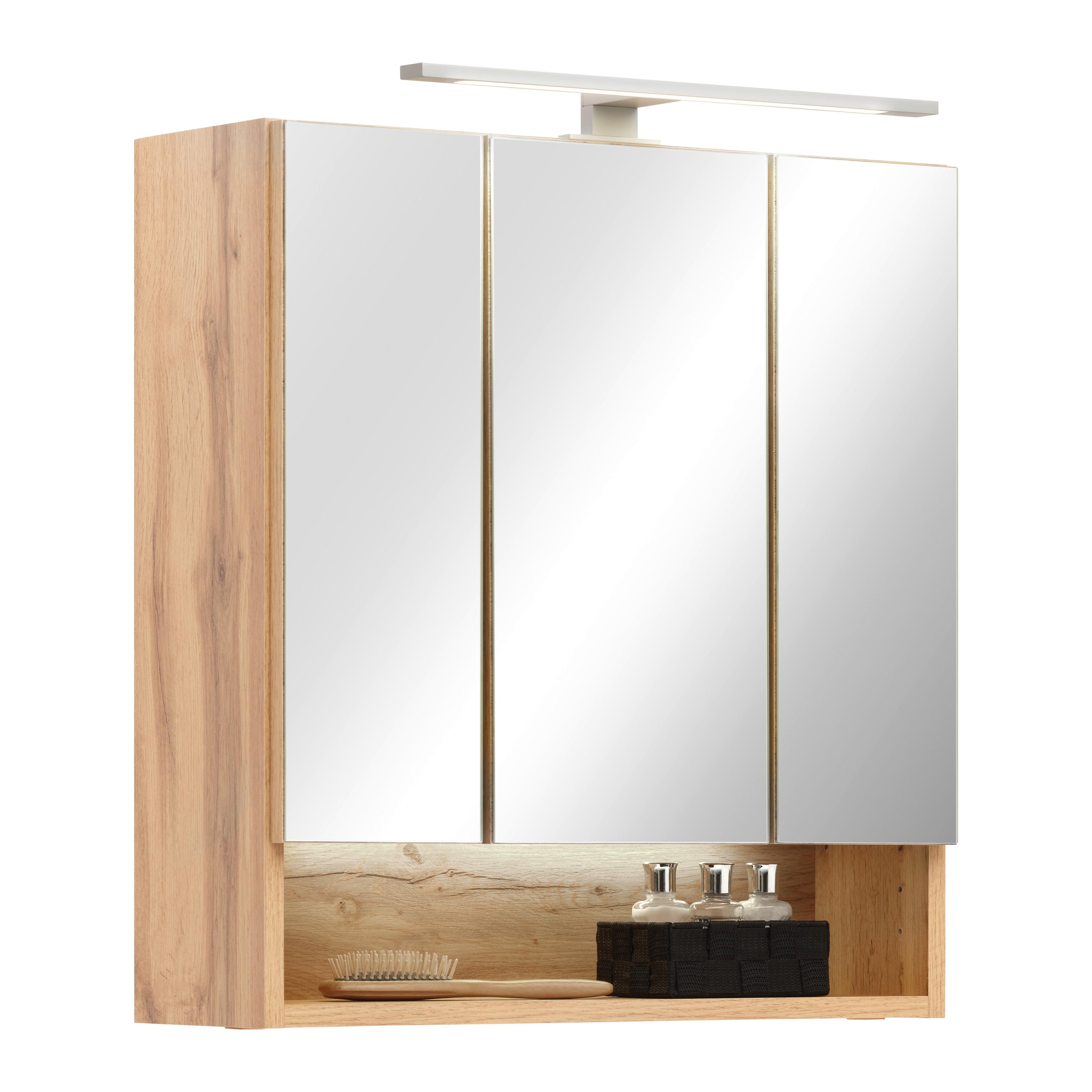 Spiegelschrank Jakarta Wotan Eiche - Eiche Wotan, MODERN, Glas/Holzwerkstoff (60/64/20cm) - Mömax