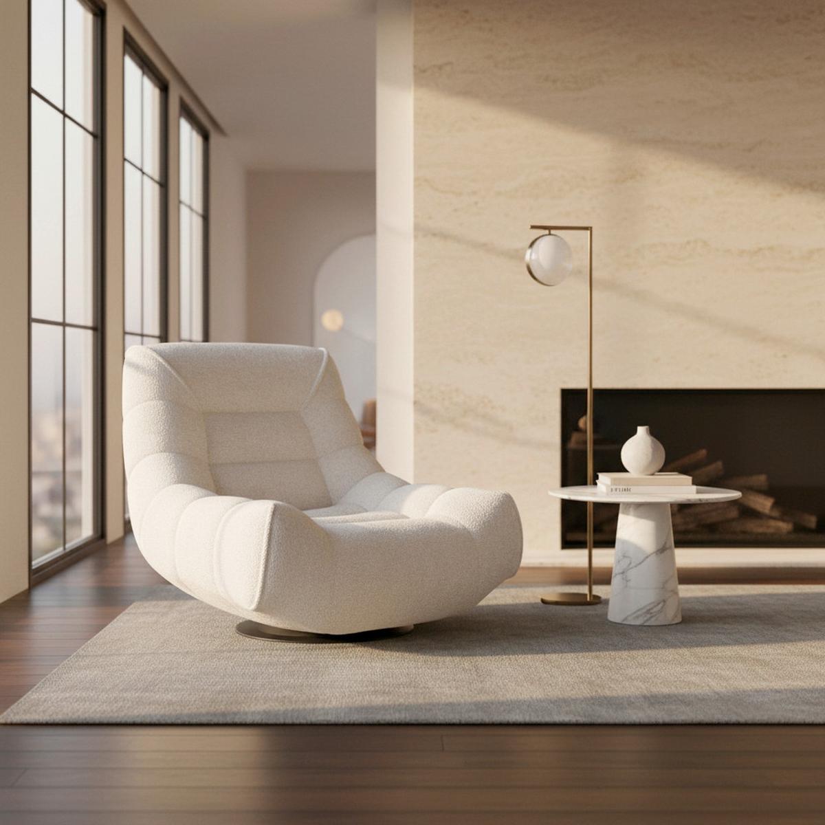 Sessel Lorena Bouclé Hellgrau - Hellgrau/Schwarz, MODERN, Textil/Metall (101/83/95cm) - Bessagi Home