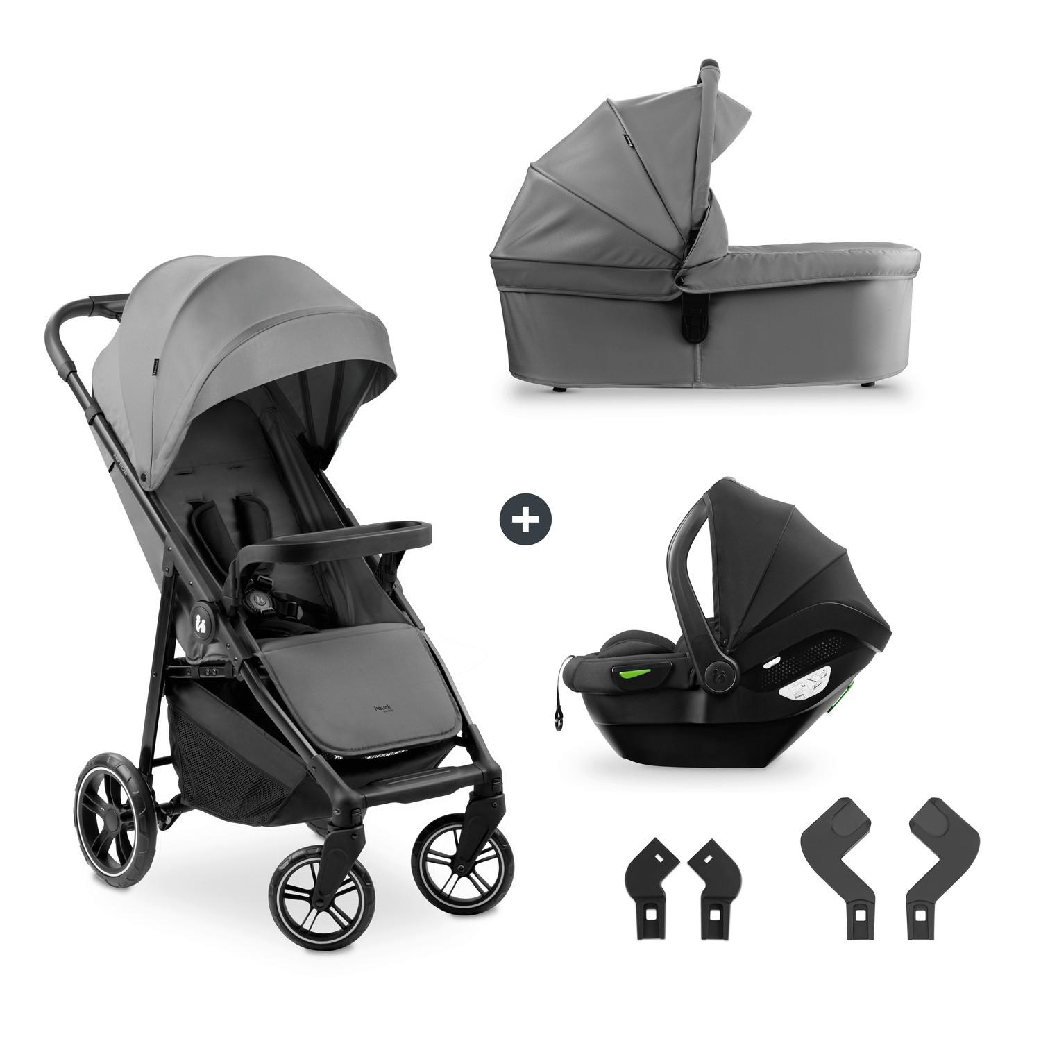 WÓZEK DZIECIĘCY - ZESTAW SHOP N CARE TRIO SET - czarny/szary, Basics, tworzywo sztuczne/metal (52/110/91cm) - Hauck