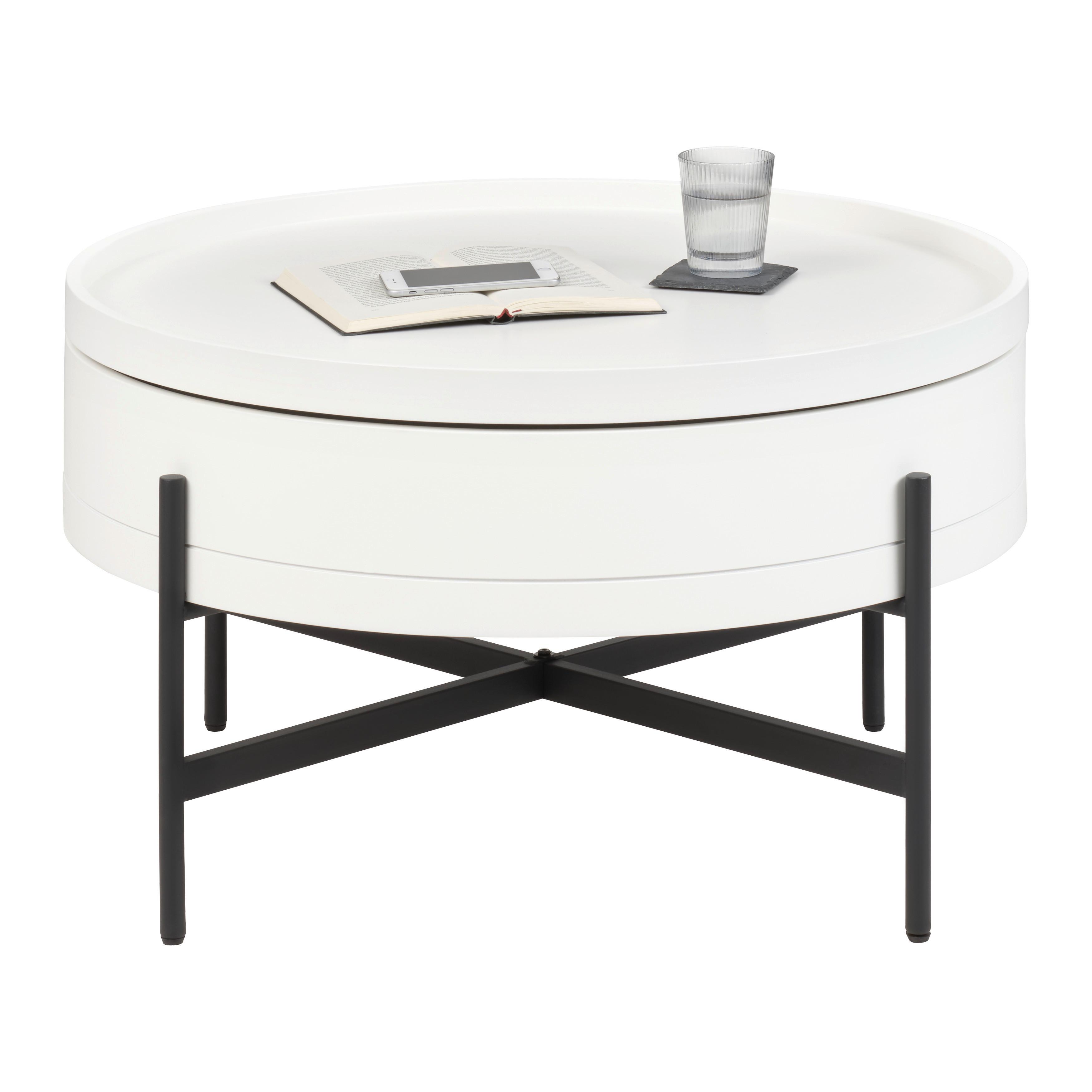 Couchtisch Malabo Weiß ca. 80x45x80cm - Schwarz/Weiß, MODERN, Holzwerkstoff/Metall (80/80/45cm) - Based