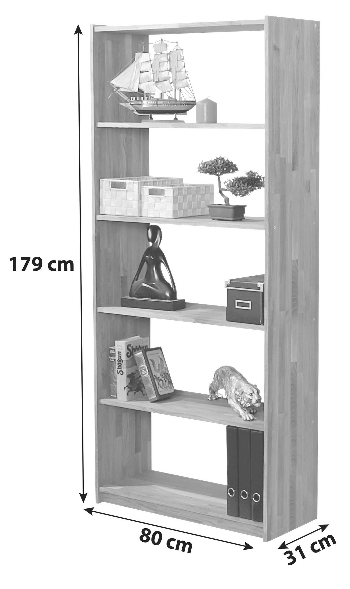Regal Simon, Bukev, Masivno - barve bukve, Basics, les (80/179/31cm) - MID.YOU