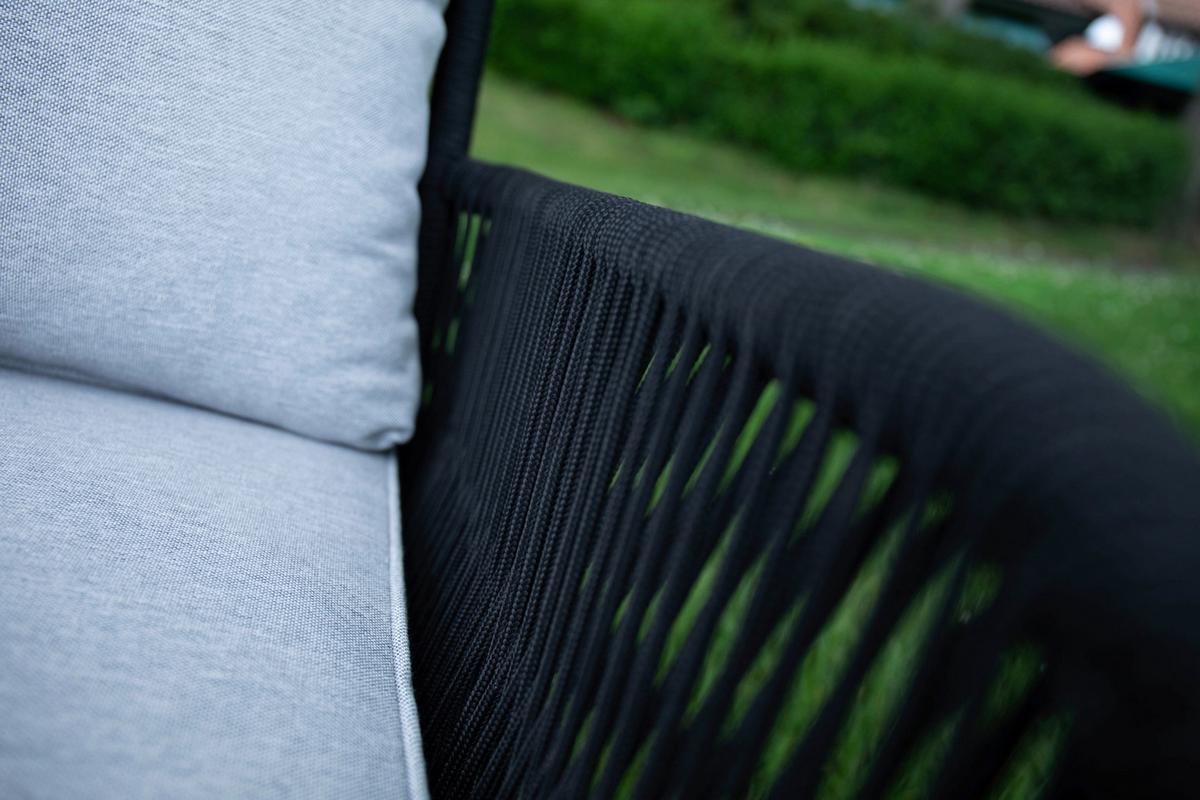 Loungegarnitur 4-tlg Mykonos aus Holz mit Kissen - Anthrazit/Hellgrau, Basics, Holz/Textil (135/90/73cm) - Acamp