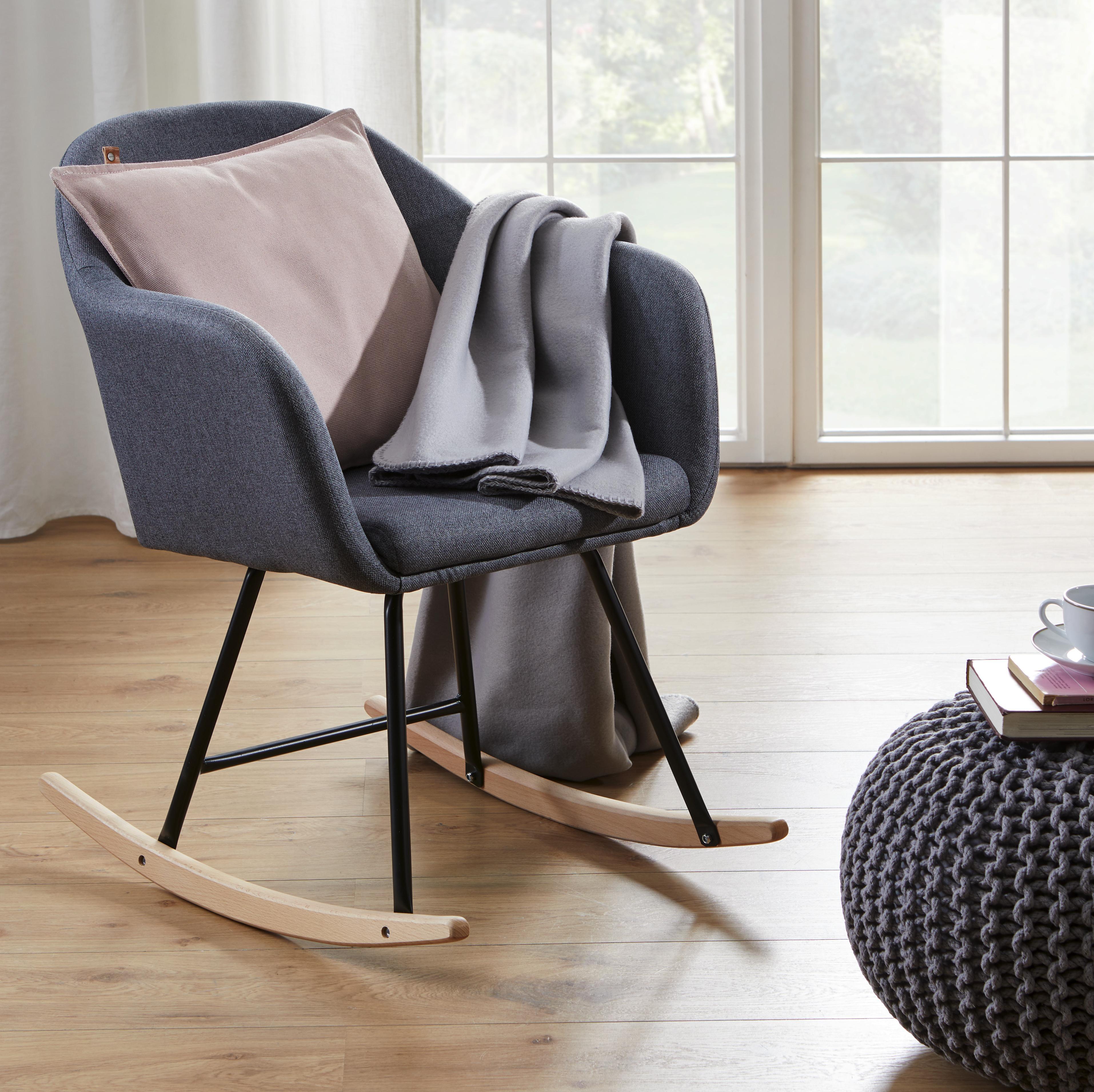 Schaukelstuhl in Grau 'Cameron' - Grau, MODERN, Holz/Textil (58/80/69cm) - Bessagi Home