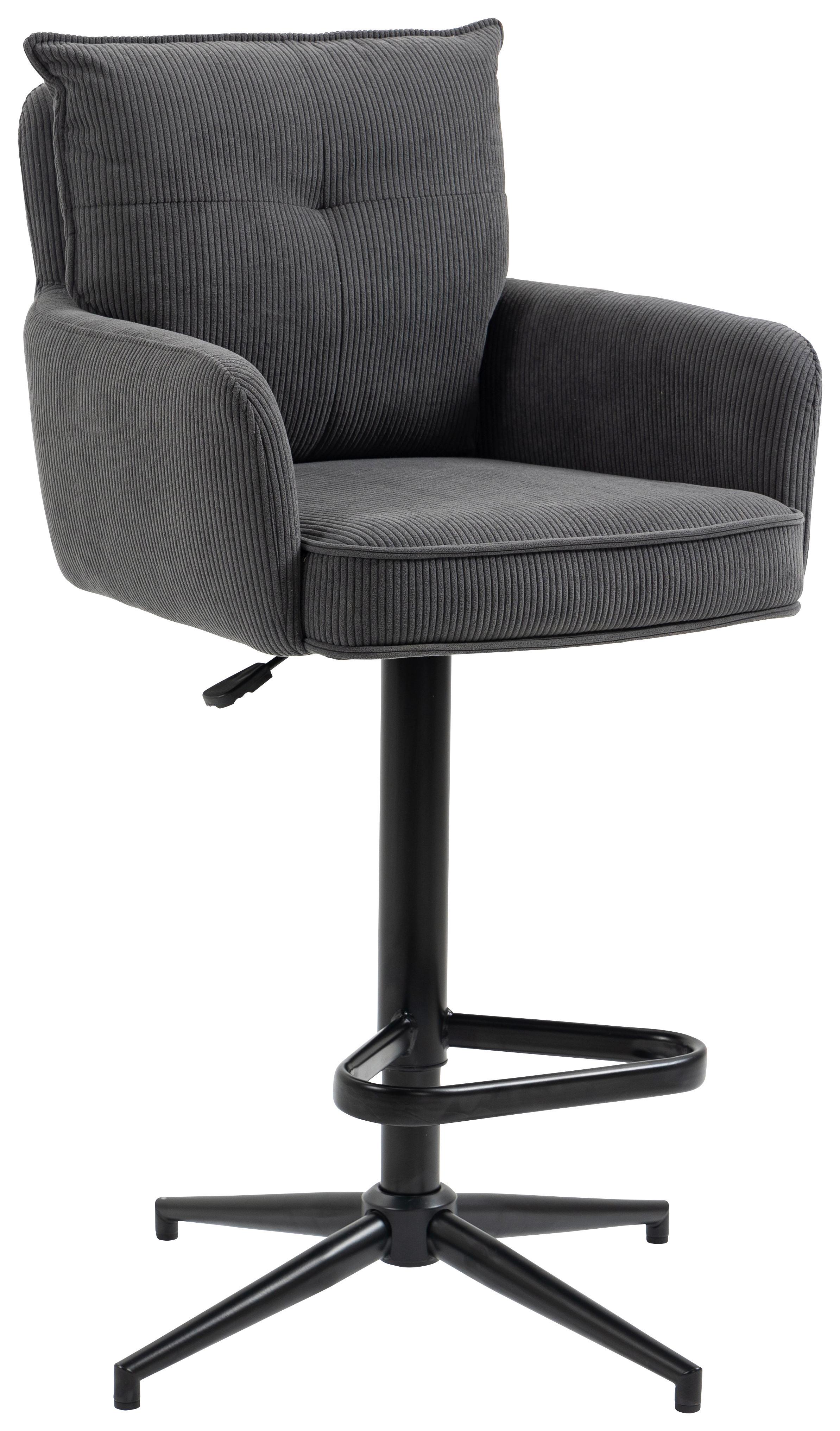 STOŁEK BAROWY POINT - antracytowy/czarny, Design, metal/tkanina (54/98-120/58cm) - Novel