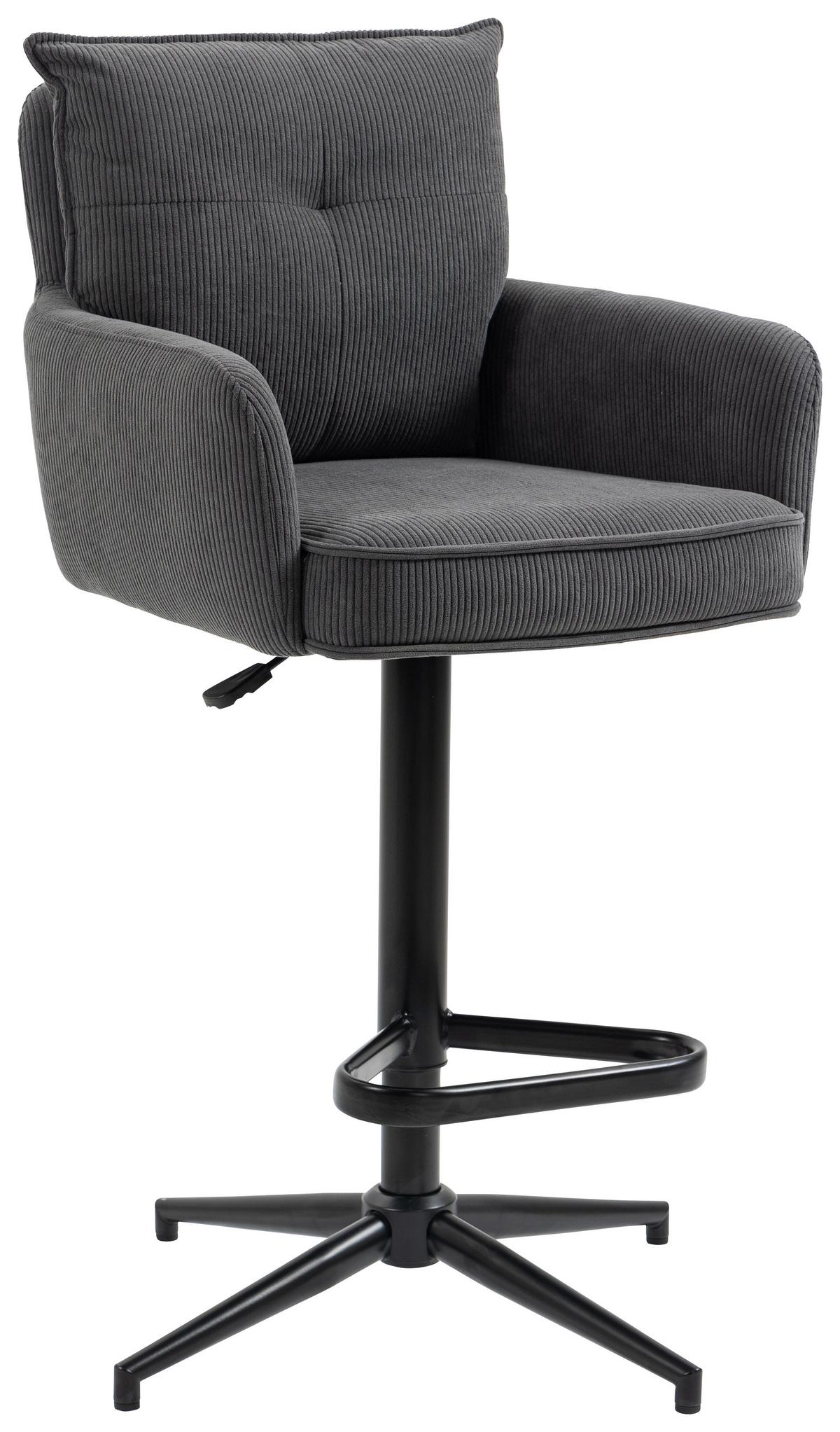 STOŁEK BAROWY POINT - antracytowy/czarny, Design, metal/tkanina (54/98-120/58cm) - Novel