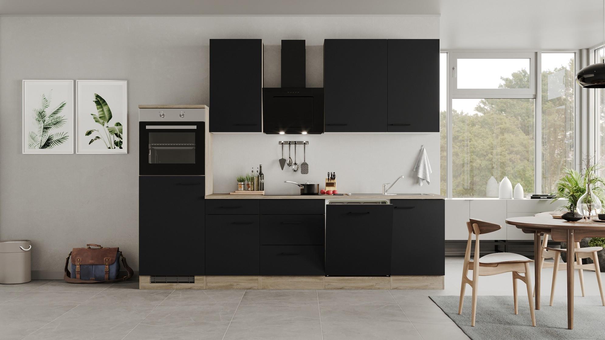 Fronta Pomivalnega Stroja Capri, Črna, Hrast - črna/barve hrasta, Konvencionalno, leseni material (110/85/60cm) - FlexWell