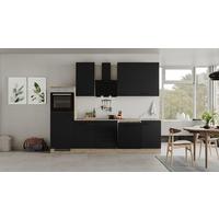 Kuhinjski Blok Capri, Črna. Hrast - črna/barve hrasta, Konvencionalno, kovina/leseni material (280cm) - FlexWell