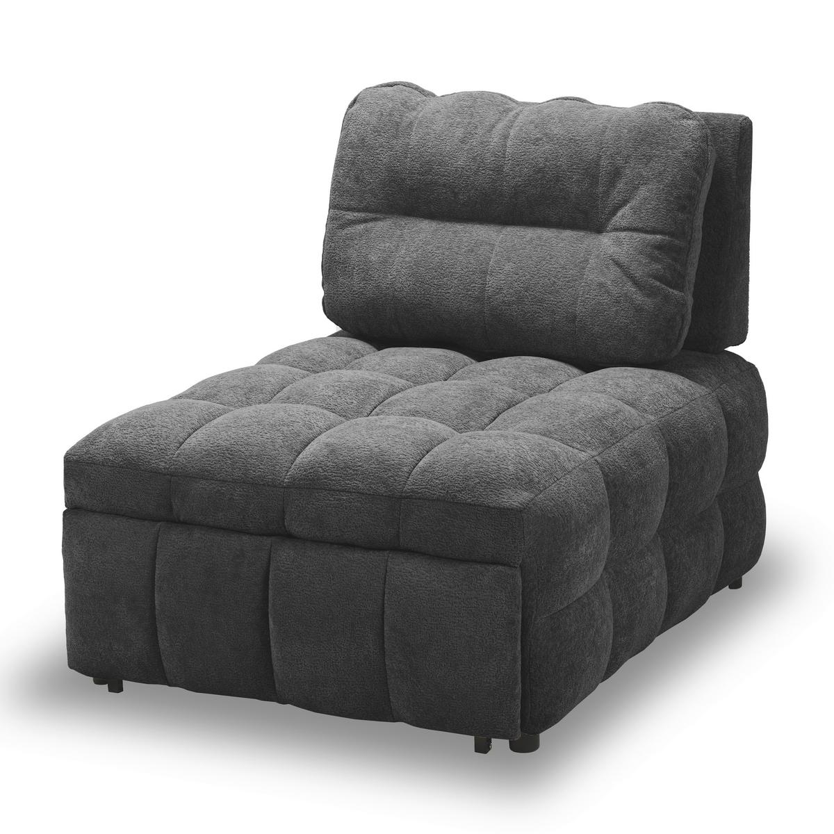 Schlafsessel Liara Webstoff Dunkelgrau - Dunkelgrau/Schwarz, MODERN, Holz/Textil (88/87/110cm) - Bessagi Home