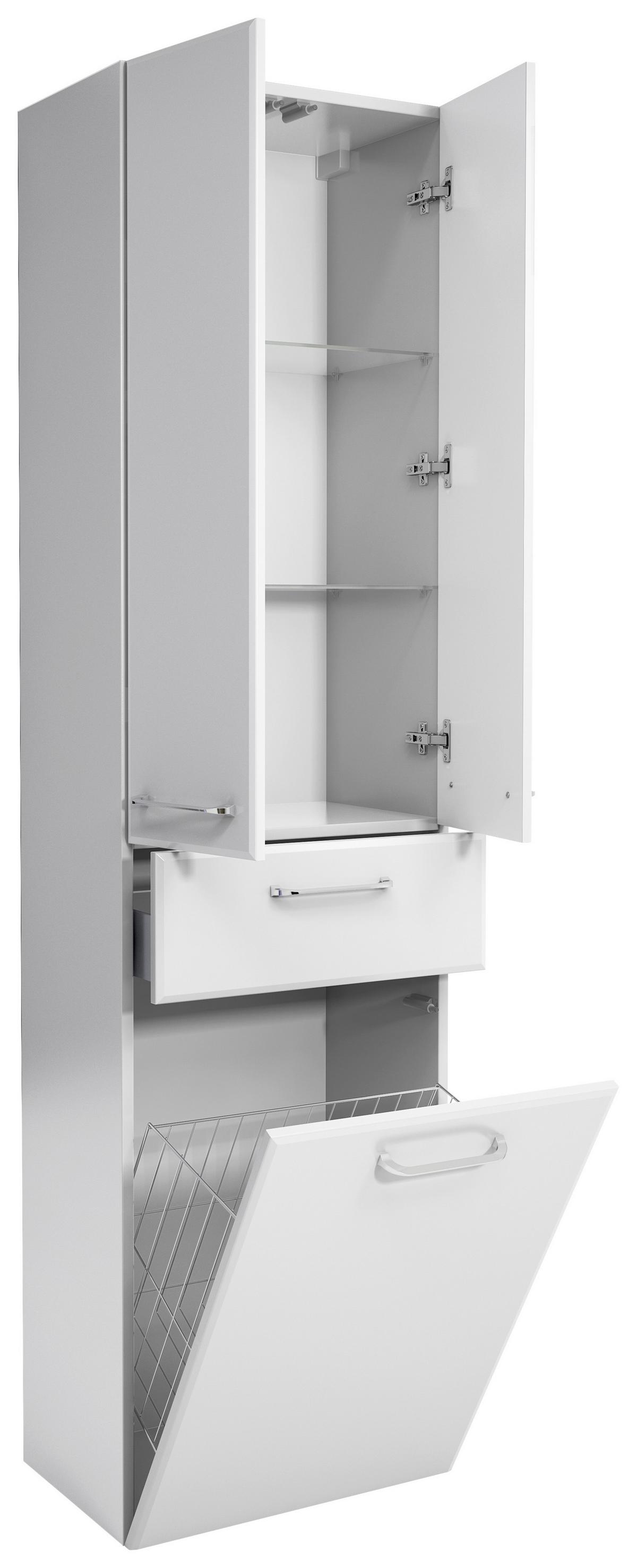 Magasszekrény Filo Weiss - krómszínű/magasfényű fehér, Modern, faalapú anyag (50/185,5/33cm)