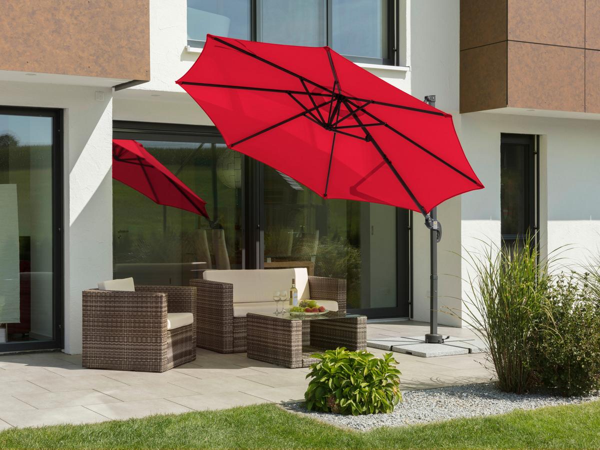 Ampelschirm Rhodos ca. 352x244 x300 cm Rot - Anthrazit/Rot, Basics, Textil/Metall (352/244/300cm) - Schneider
