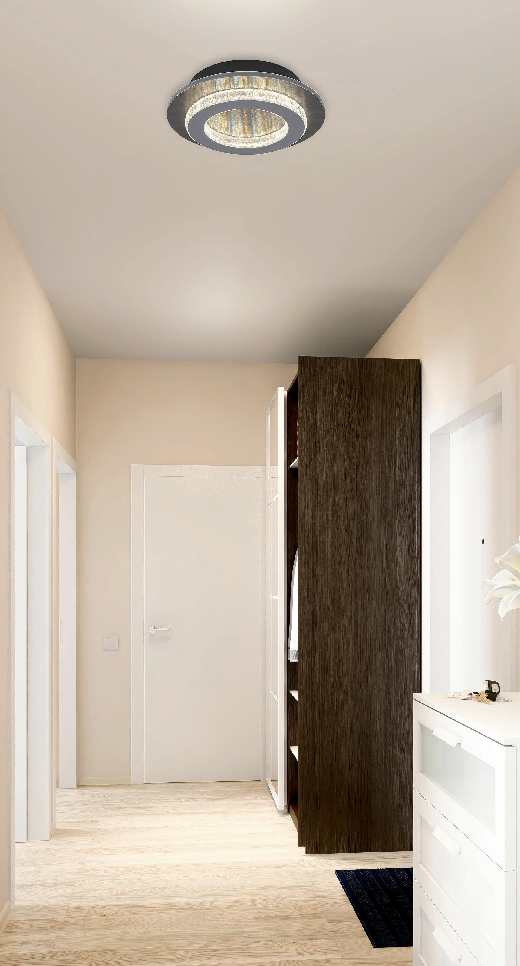 LED-DECKENLEUCHTE 48042-12A  JAYDEN - Klar/Anthrazit, Design, Kunststoff/Metall (20/5,5cm) - Globo