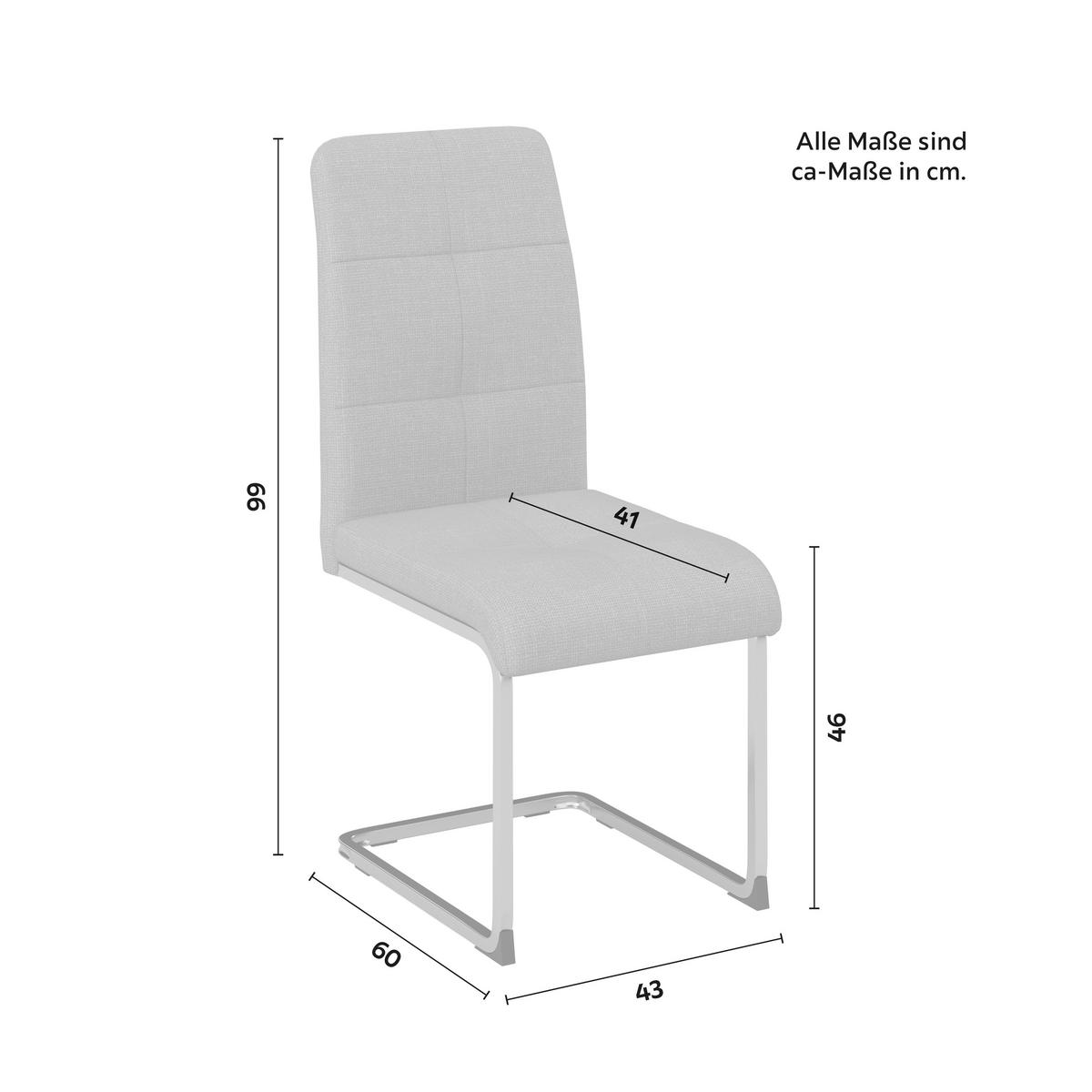 Schwingstuhl Lucie Creme Leinenoptik Gepolstert - Creme/Nickelfarben, MODERN, Textil/Metall (43/99/60cm) - Bessagi Home