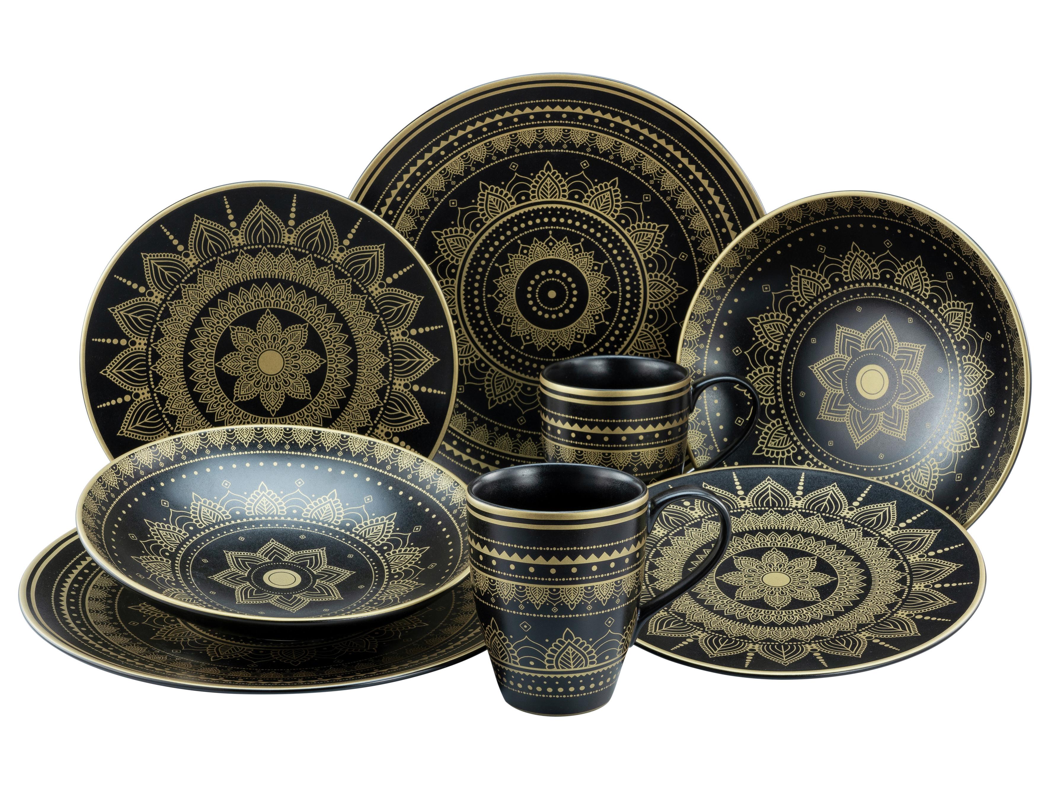 Kombi Servis Mandala Gold - zlatne boje/crna, keramika (29,5/29,5/25,5cm) - Premium Living