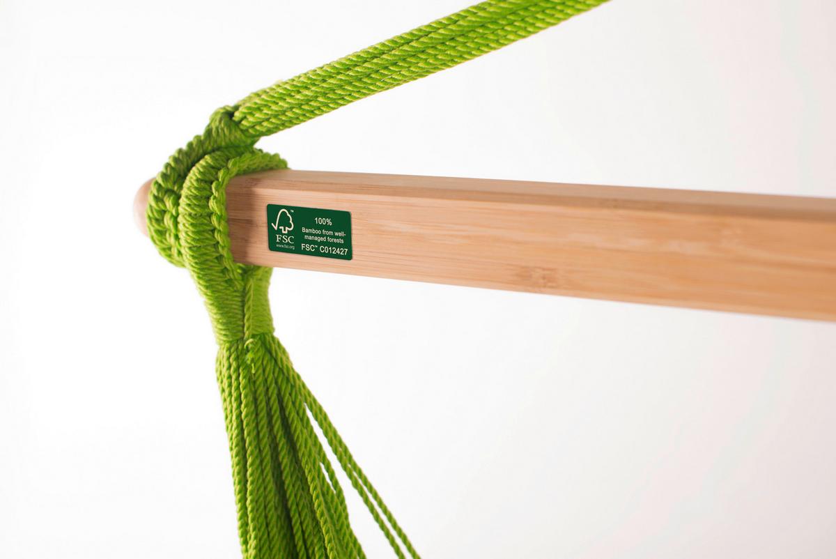 Hängesessel Comfort Hammock Echtholz Gelb/Grün - Gelb/Hellgrün, KONVENTIONELL, Holz/Textil (110/160/180cm) - La Siesta