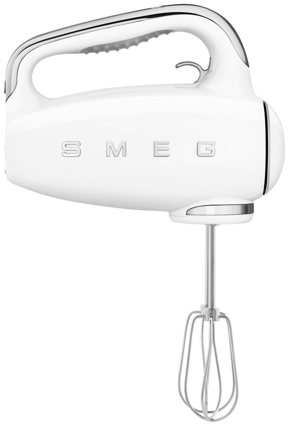 MIKSER RĘCZNY HMF01WHEU SMEG - biały/kolor chromowy, Basics, tworzywo sztuczne/metal (22/37,8/22,1cm) - SMEG