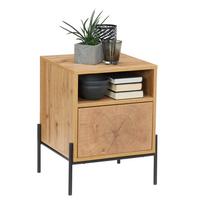 SZAFKA NOCNA LIVI - kolor dębowy/czarny, Design, materiał drewnopochodny/metal (44/55/40cm) - Carryhome