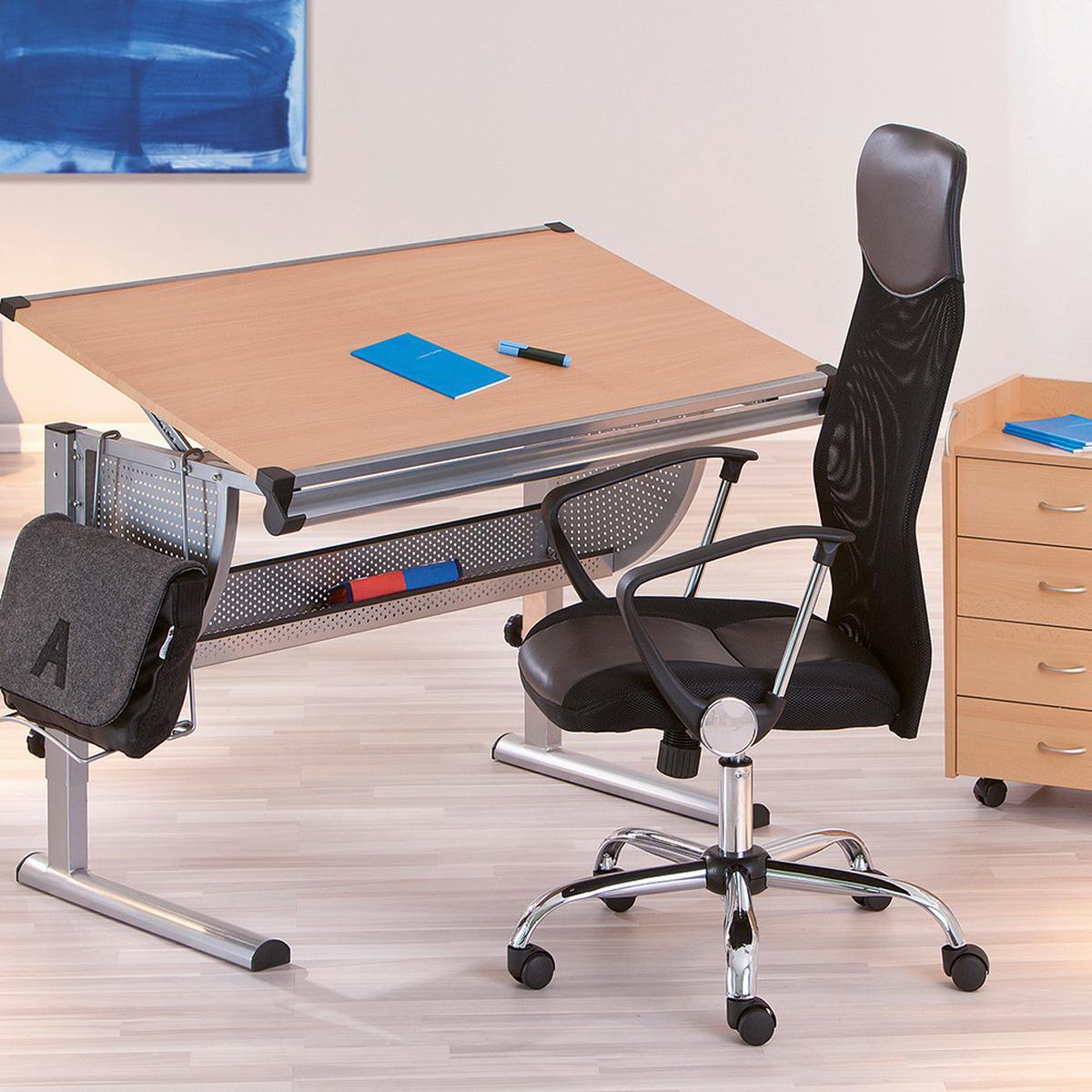 Jugenddrehstuhl Torino Schwarz - Chromfarben/Schwarz, KONVENTIONELL, Leder/Kunststoff (64/112/59cm) - MID.YOU