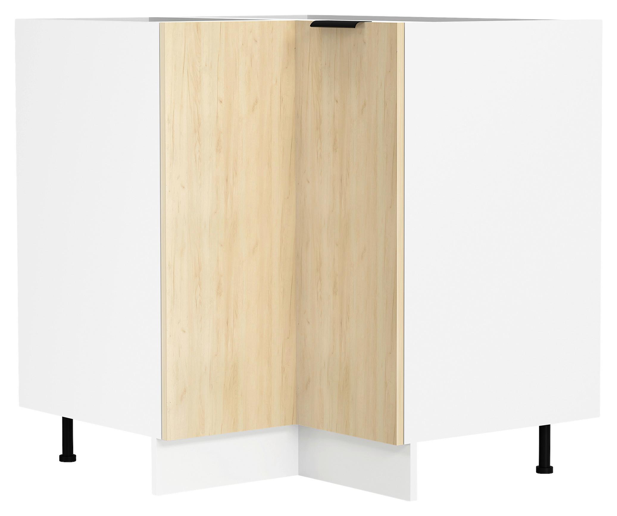 ECKUNTERSCHRANK FASOLA - Honigeiche/Weiss, Trend, Holzwerkstoff/Kunststoff (76/93/76cm) - MID.YOU