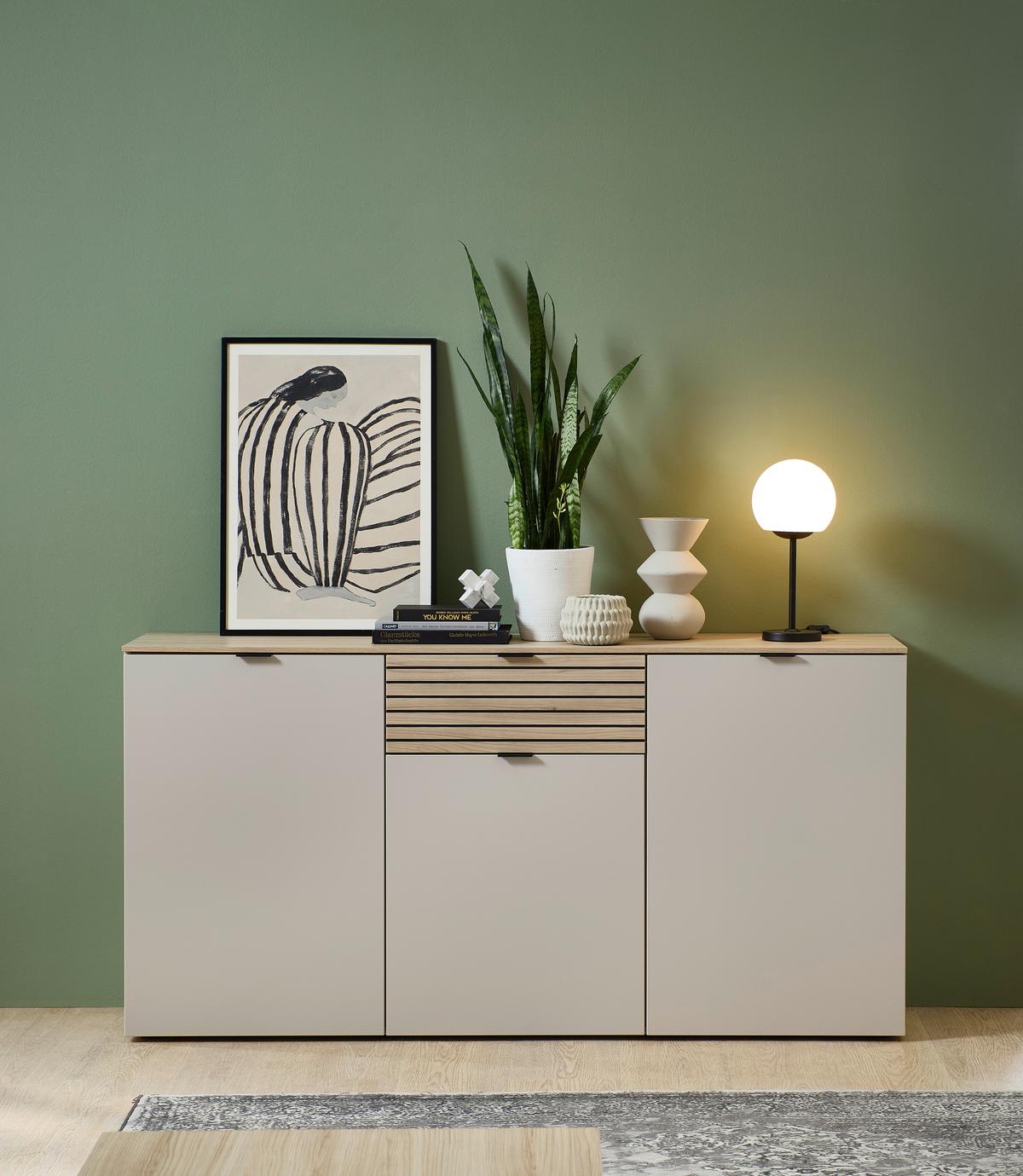 Sideboard Memphis Eichefarben/Kaschmir - Kaschmir/Eichefarben, MODERN, Holzwerkstoff/Metall (180/90/45cm) - Premium Living