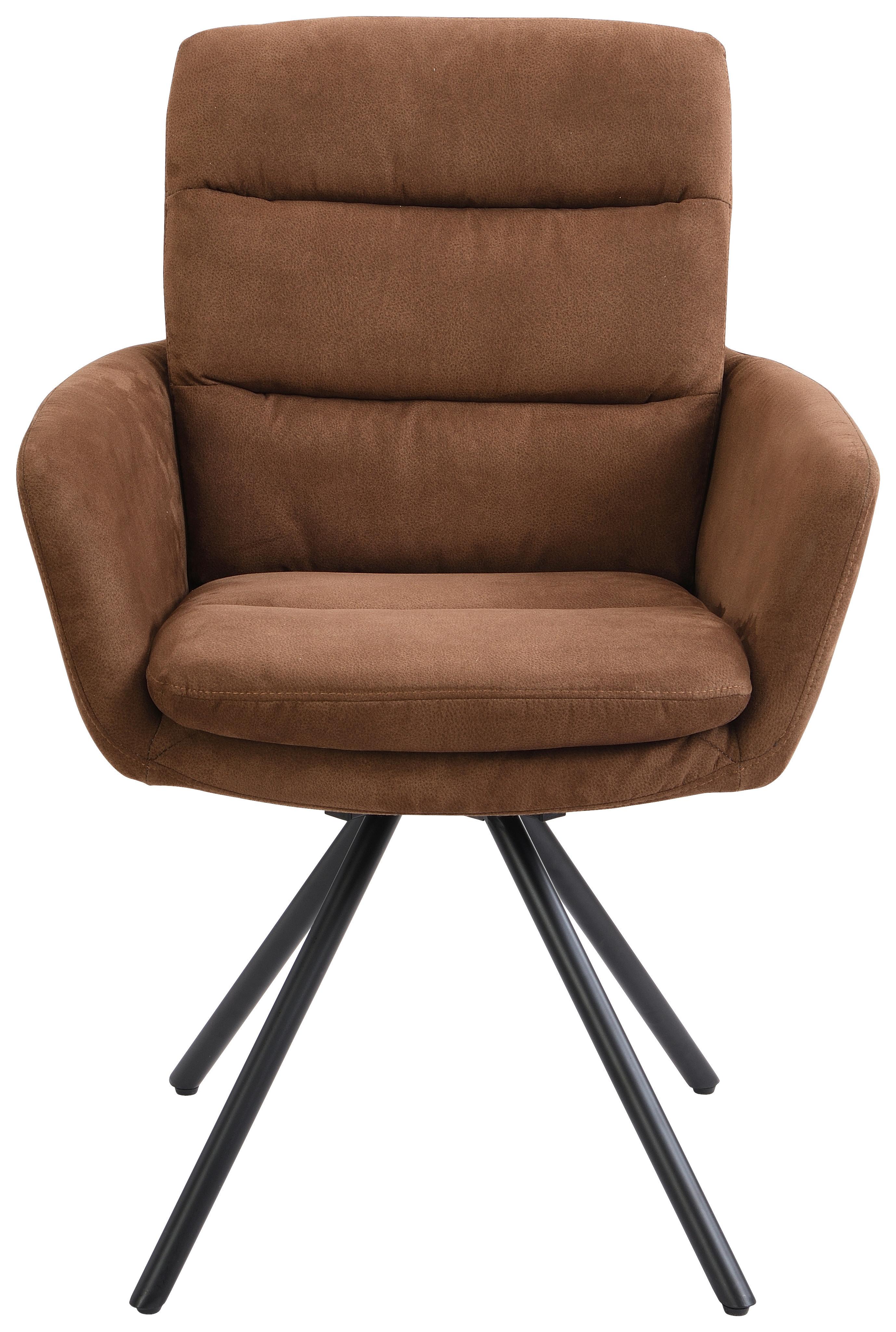 KRZESŁO Z PODŁOKIETNIKAMI SCOTTY 2.0 -EXKLUSIV- - czarny/koniak, Design, metal/tkanina (62/89/65cm) - Cantus