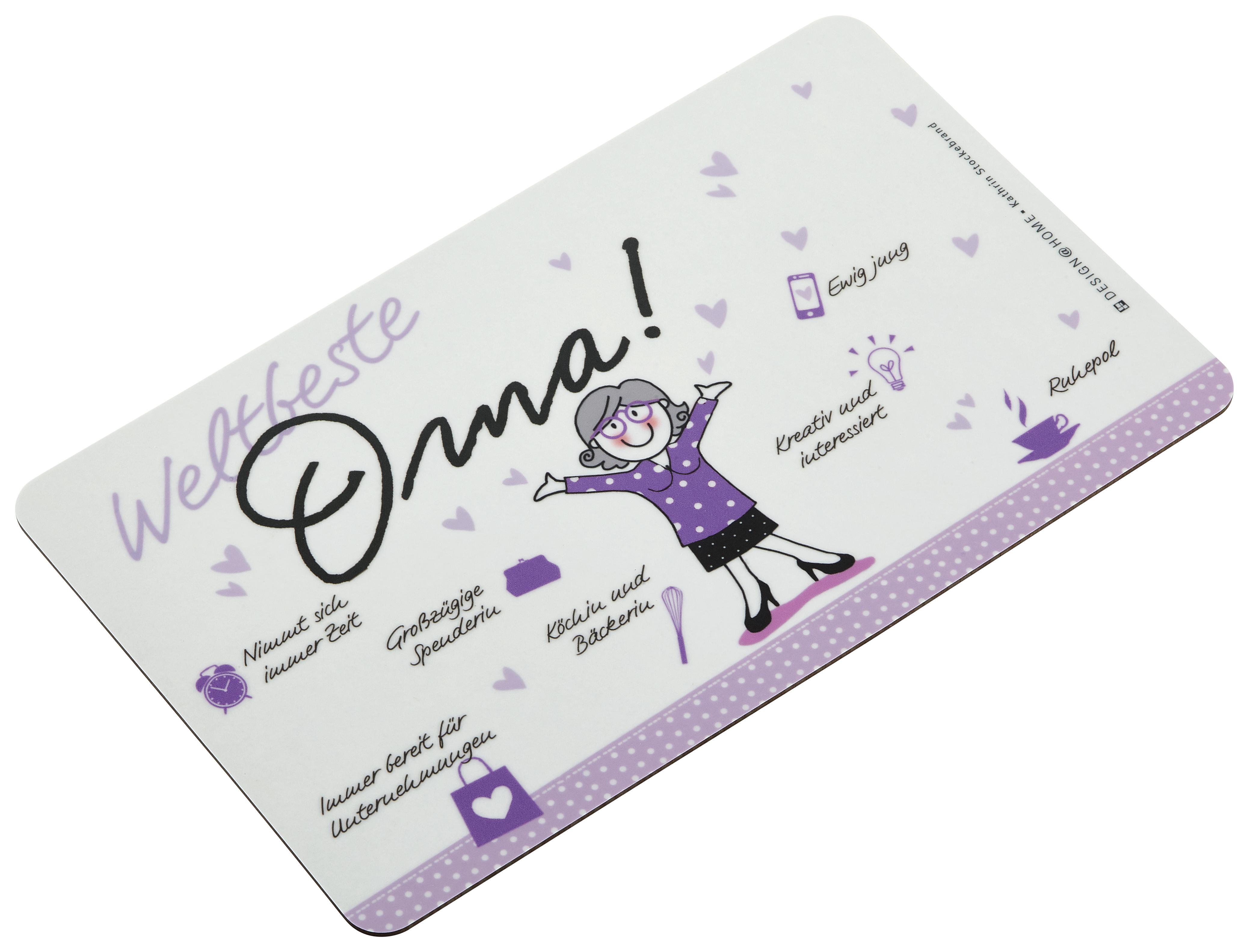 Schneidebrett Welbeste Oma in Weiß - Lila/Weiß, KONVENTIONELL, Kunststoff (23,5/14,3/1,5cm)